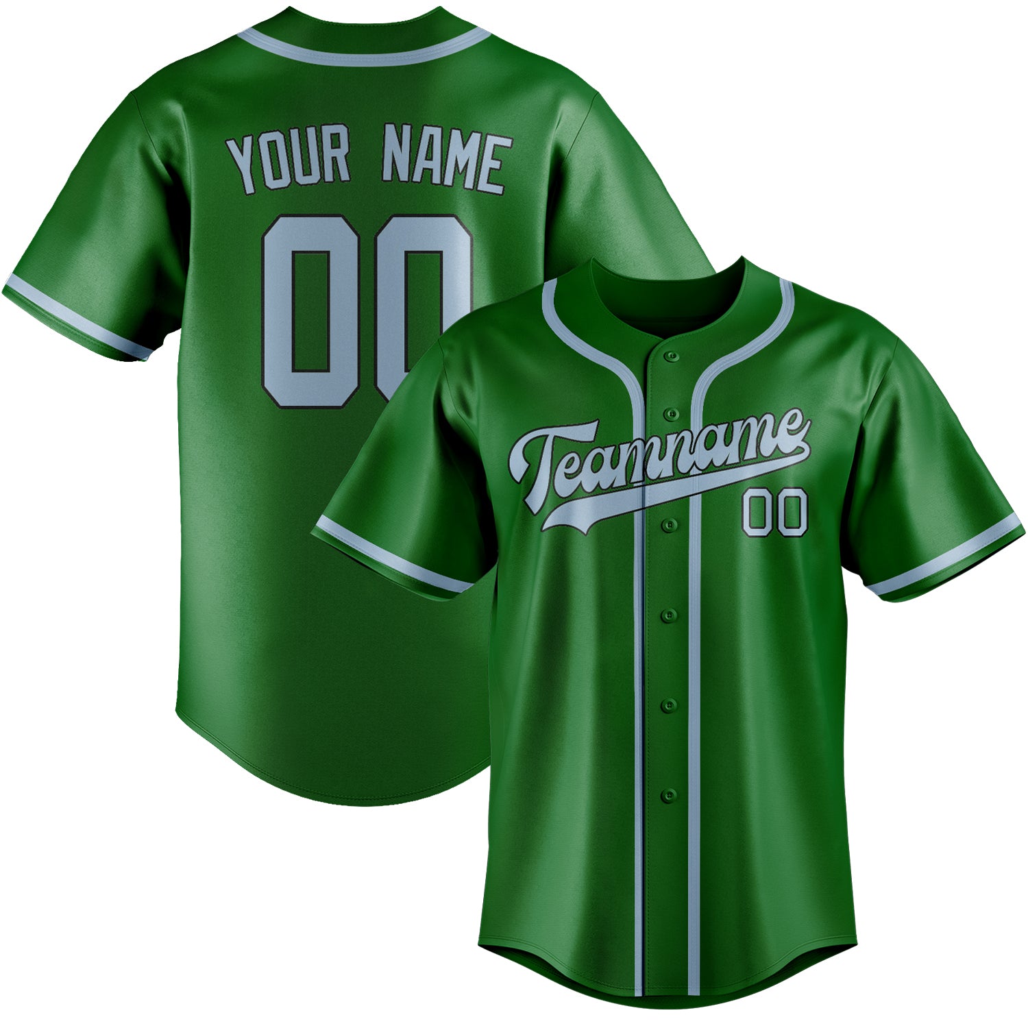 Maillot de baseball personnalisé vert émeraude et bleu clair