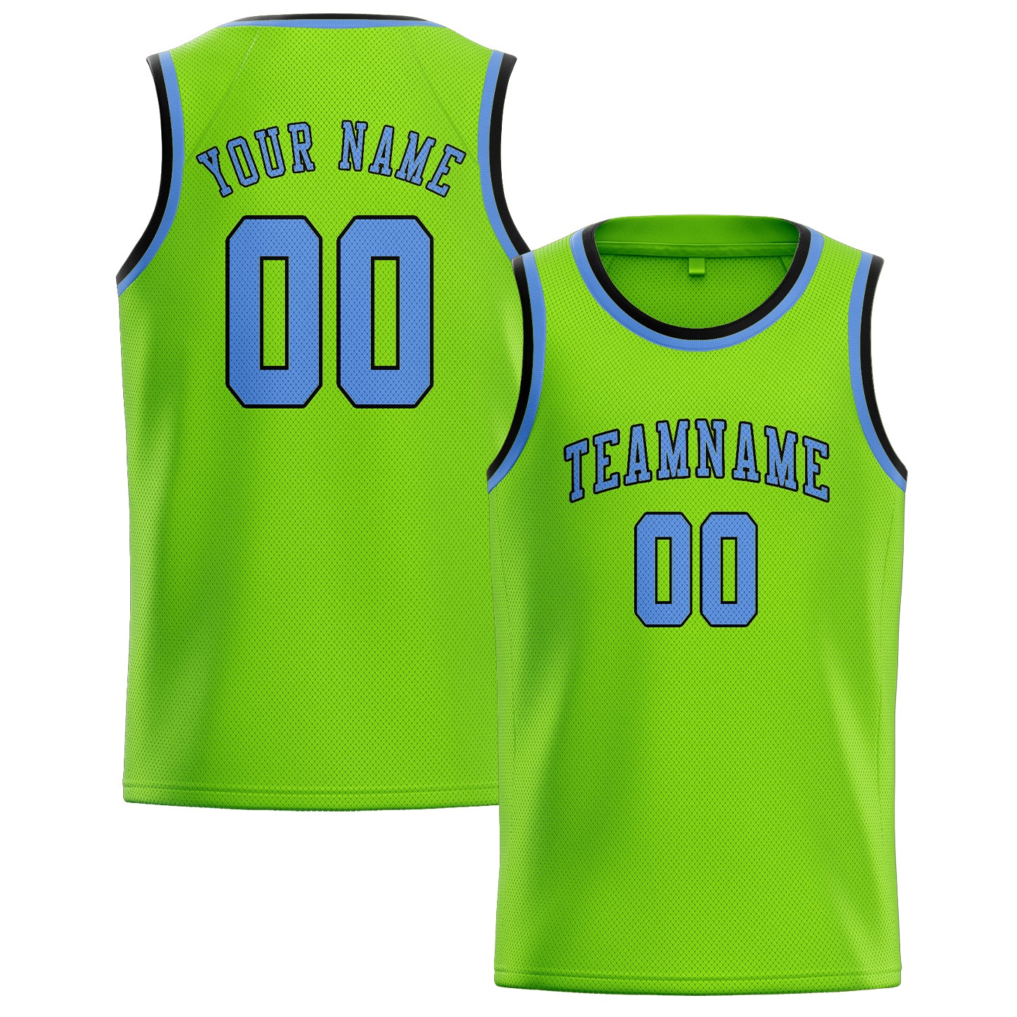 Maillot de basketball personnalisé vert émeraude et bleu clair