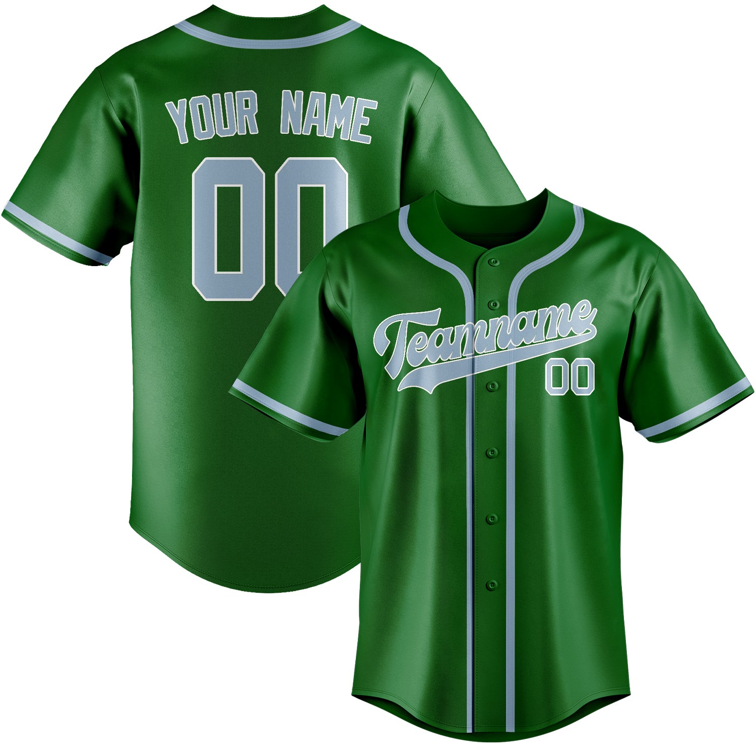 Maillot de baseball personnalisé vert émeraude et bleu clair
