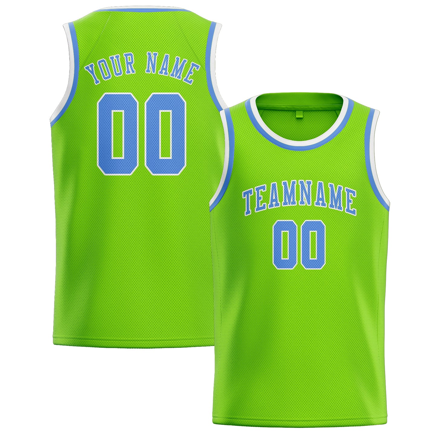 Maillot de basketball personnalisé vert émeraude et bleu clair