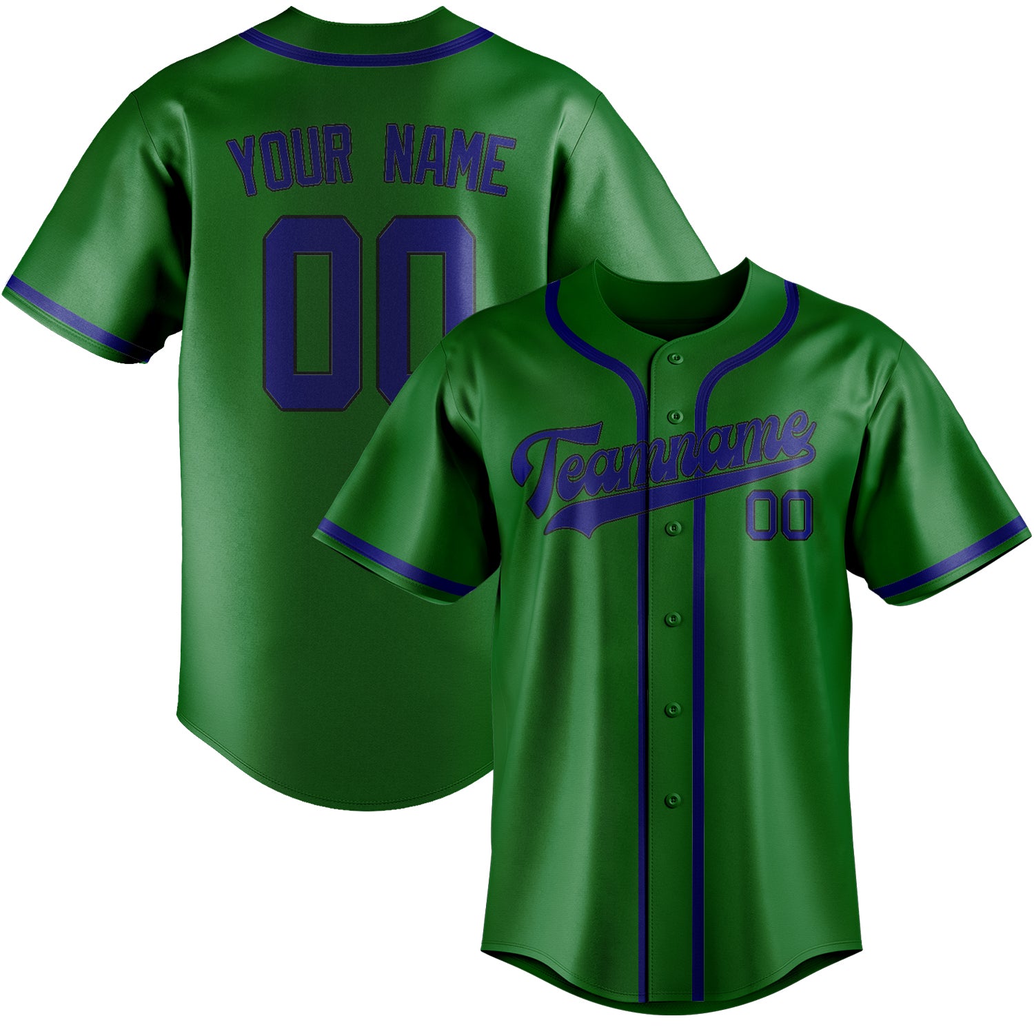 Maillot de baseball personnalisé vert émeraude et bleu ciel