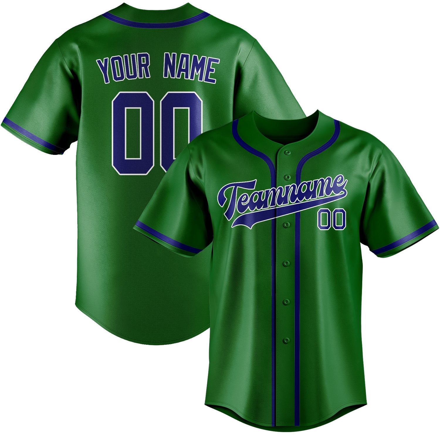 Maillot de baseball personnalisé vert émeraude et bleu ciel