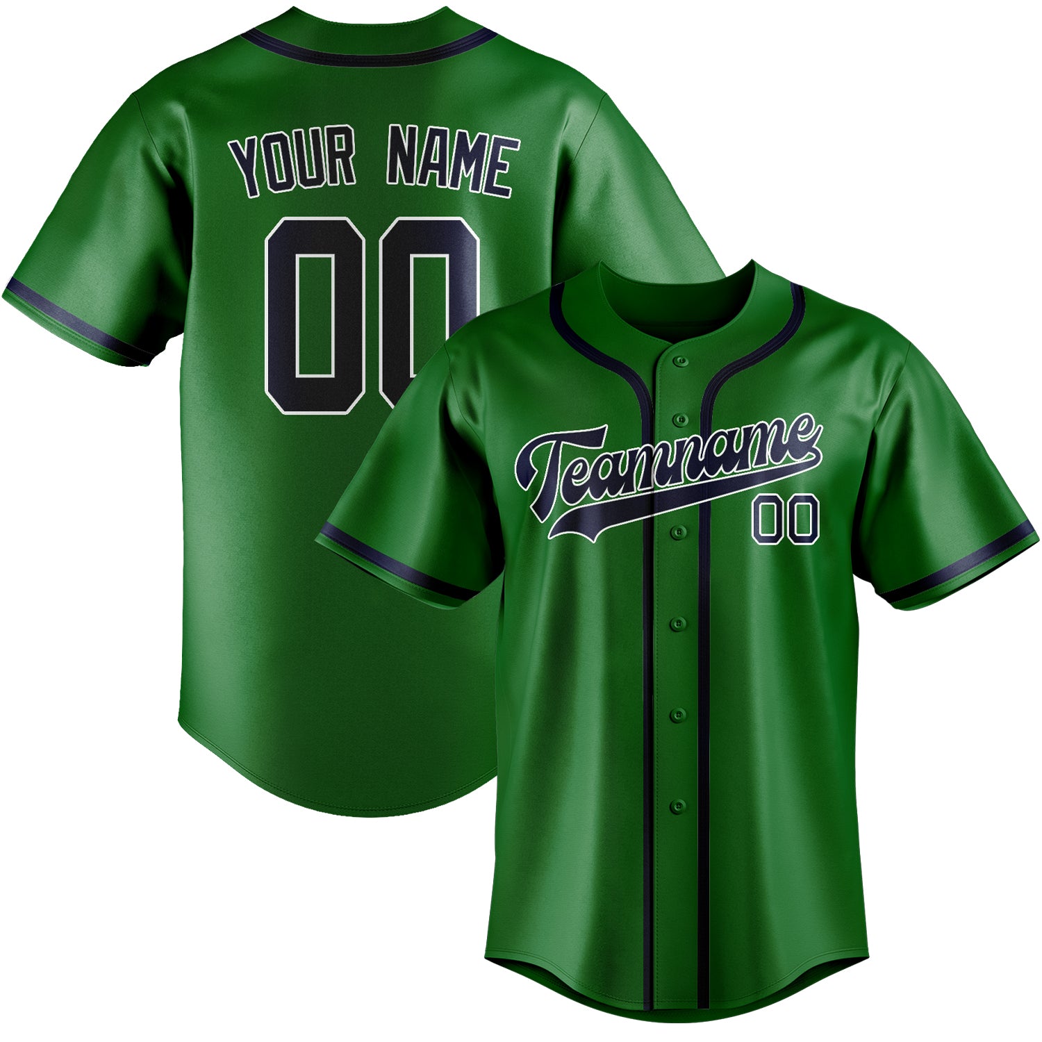 Maillot de baseball personnalisé vert émeraude et bleu