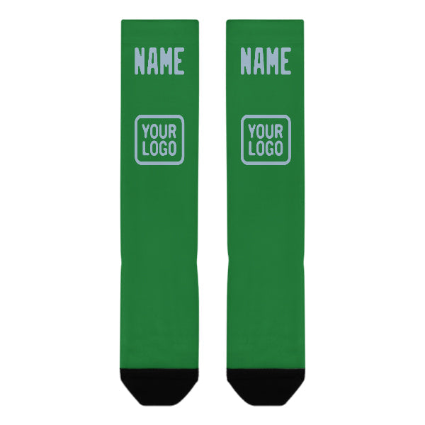 Chaussettes hautes personnalisées vert émeraude et bleu clair