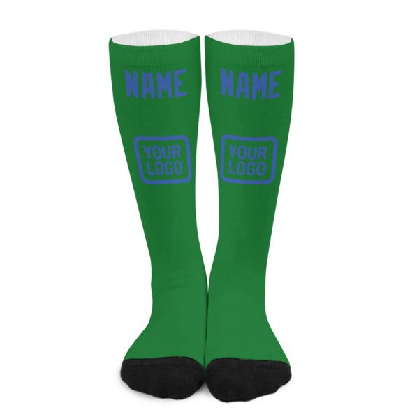 Chaussettes hautes personnalisées vert émeraude et bleu ciel