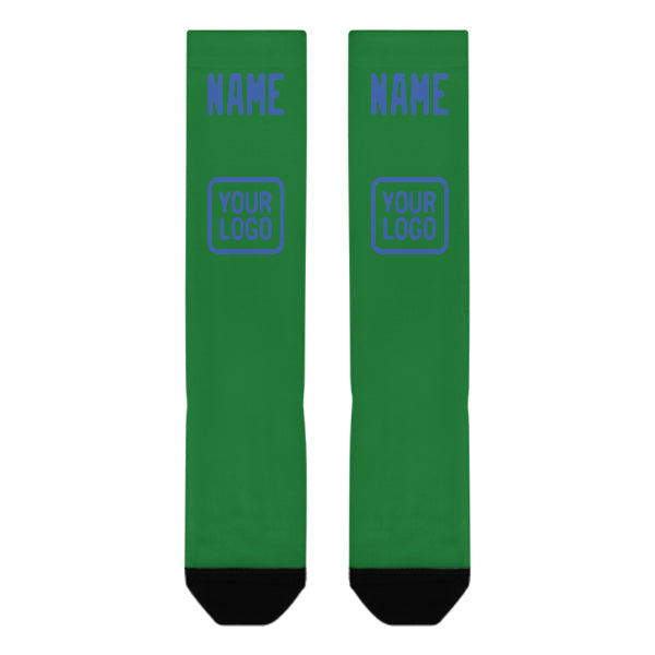 Chaussettes hautes personnalisées vert émeraude et bleu ciel
