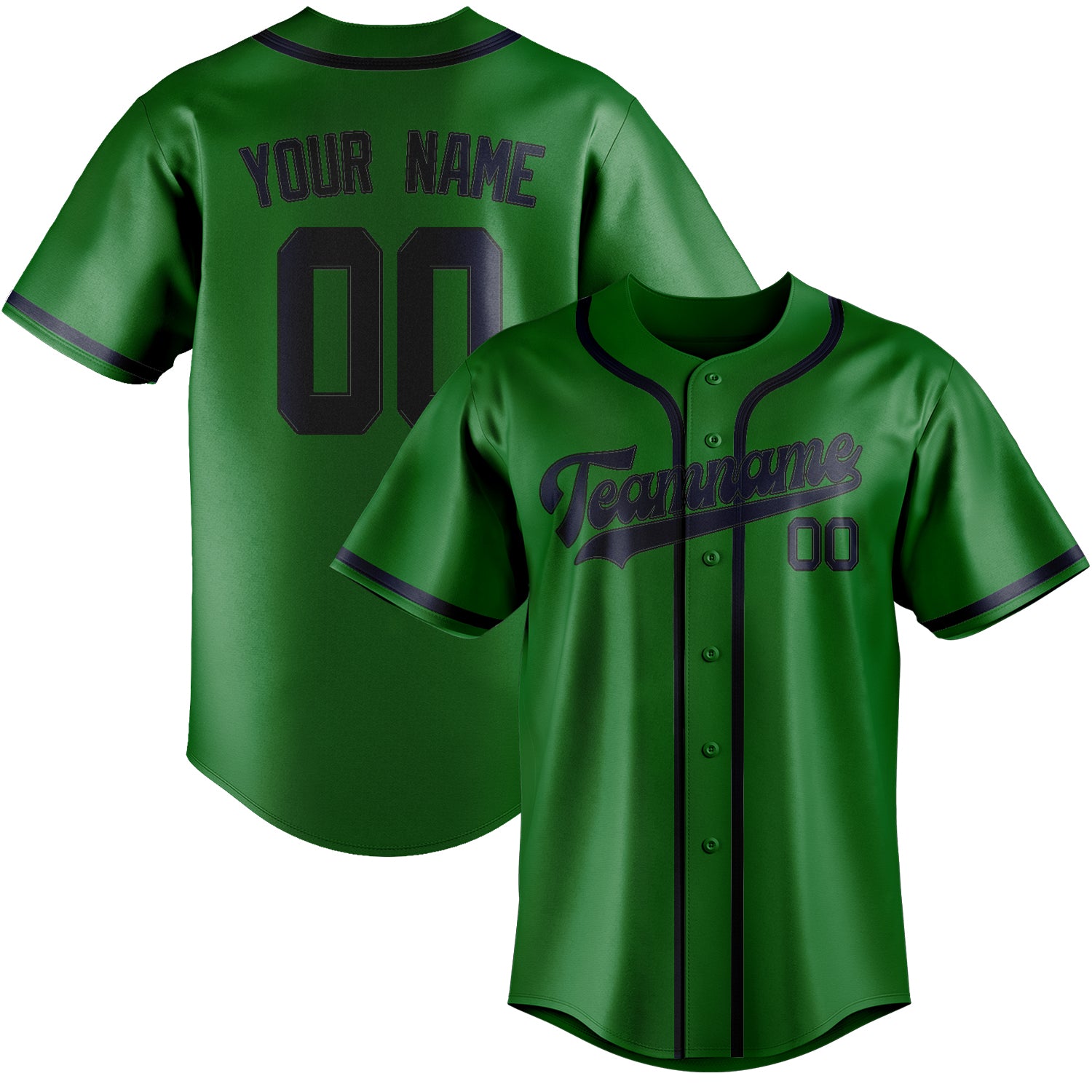 Maillot de baseball personnalisé vert émeraude et marine