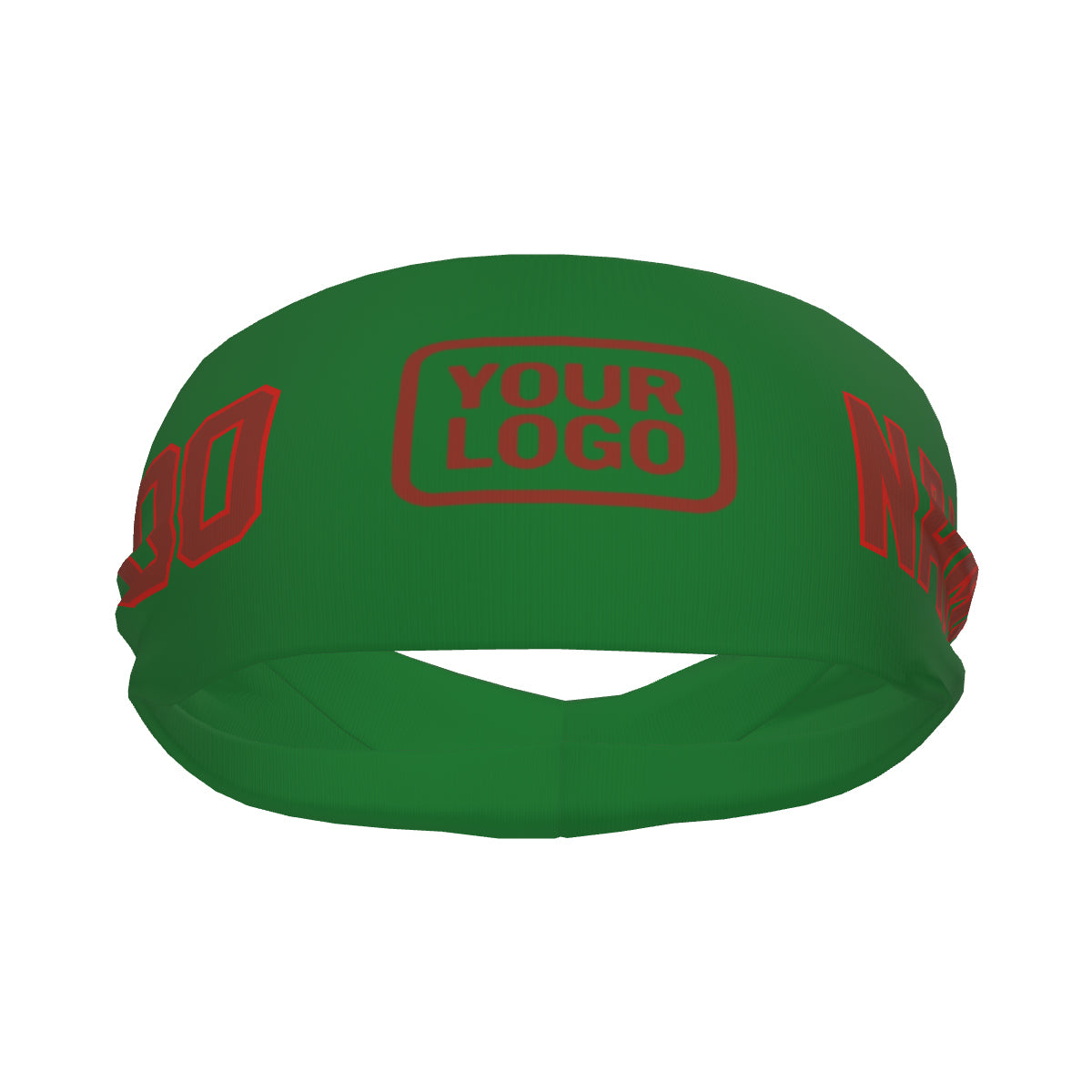 Bandeau de sport personnalisé vert émeraude et corail rouge