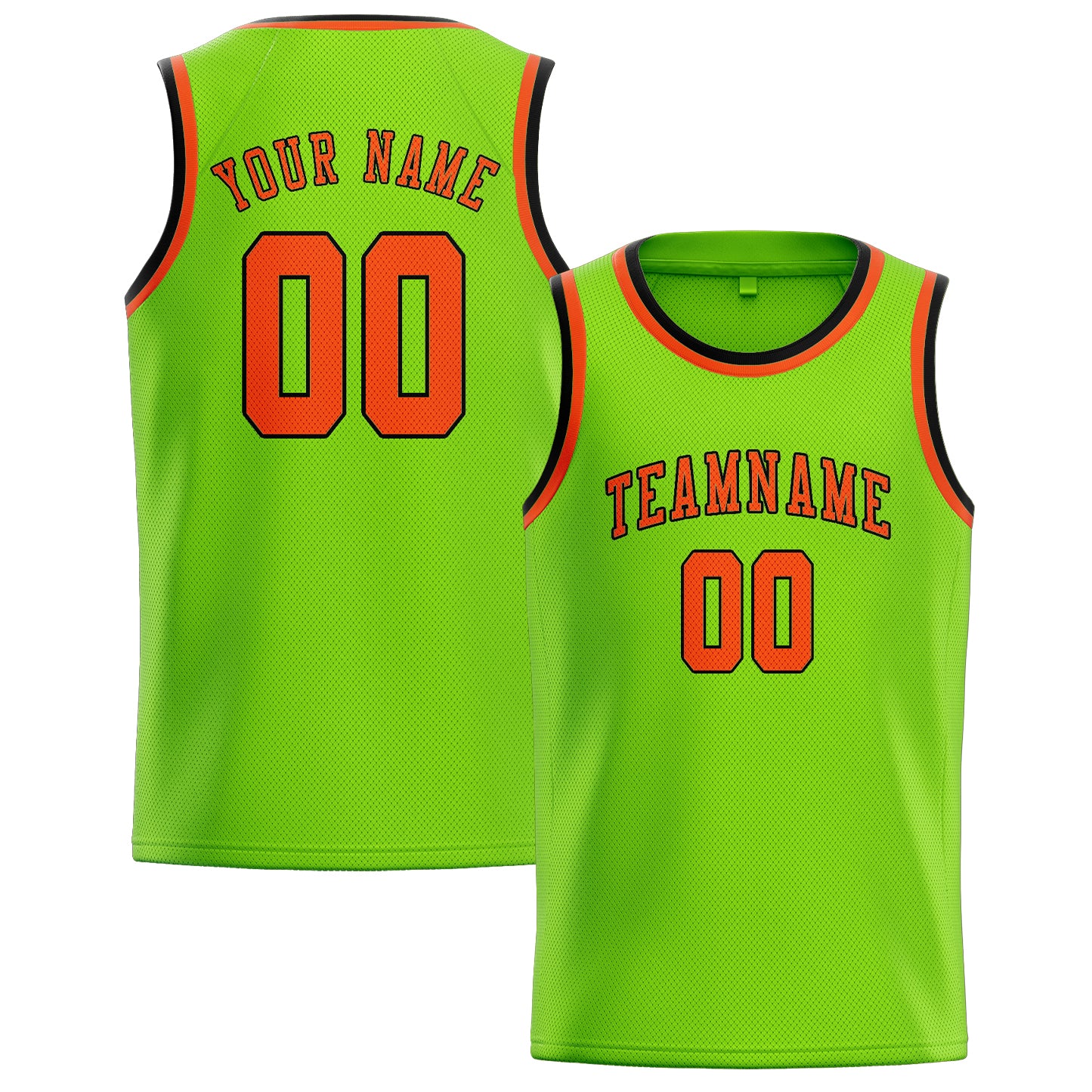 Maillot de basketball personnalisé vert émeraude, orange et rouge