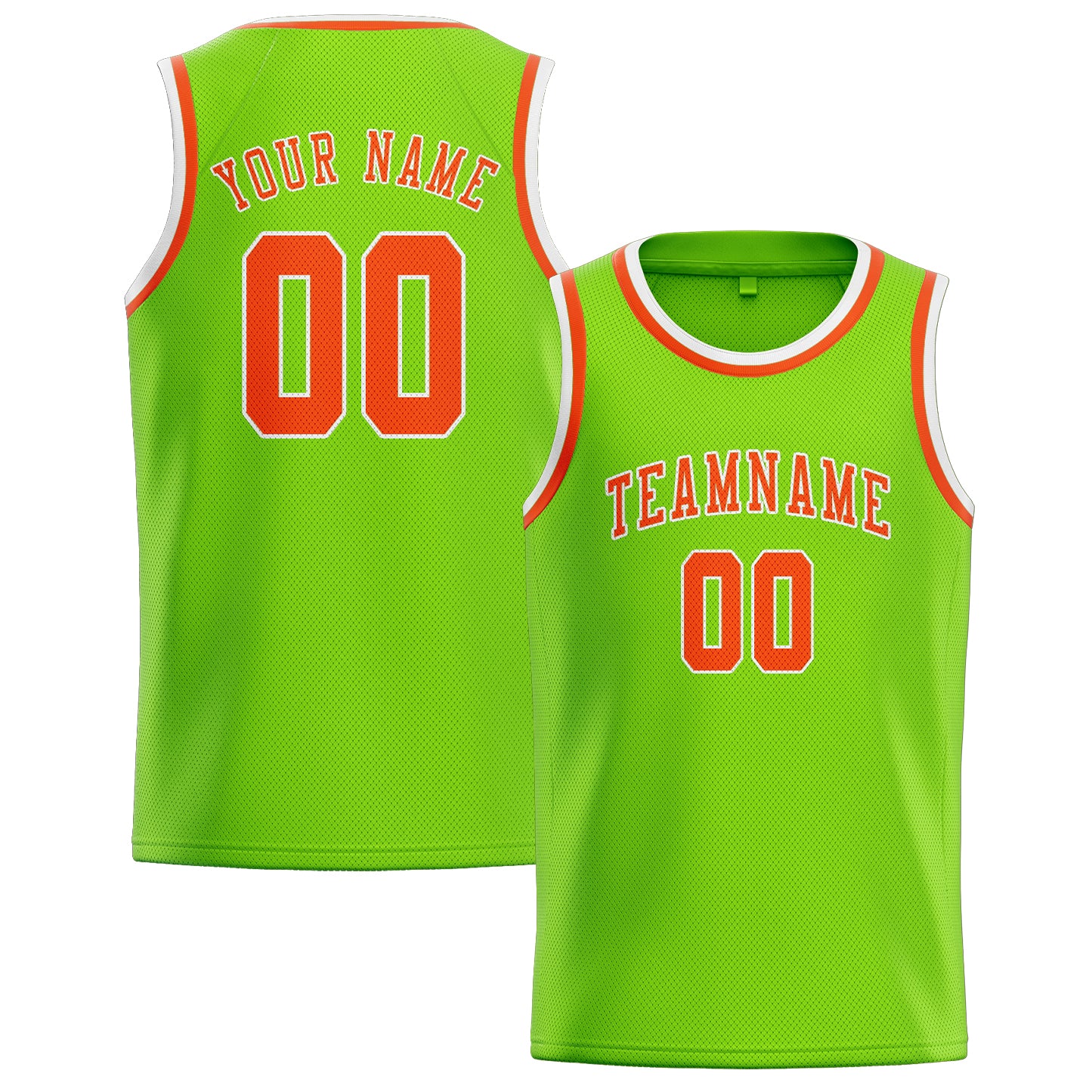 Maillot de basketball personnalisé vert émeraude, orange et rouge