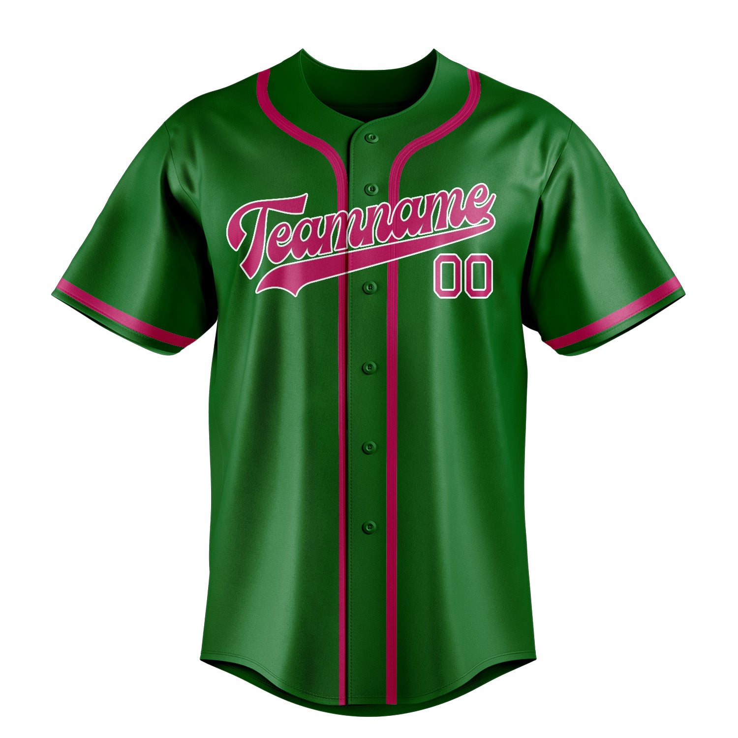 Maillot de baseball personnalisé vert émeraude et rose