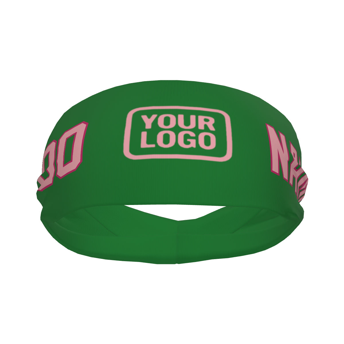 Bandeau de sport personnalisé vert émeraude et rose clair