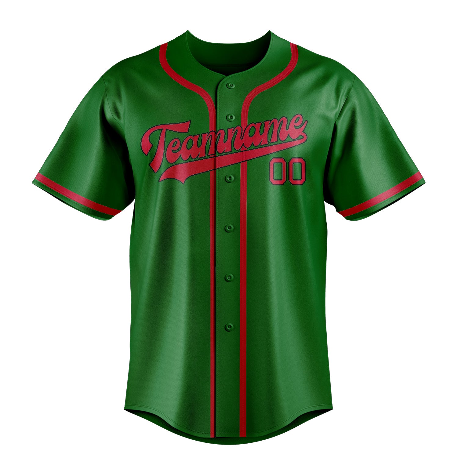 Maillot de baseball personnalisé vert émeraude et rouge