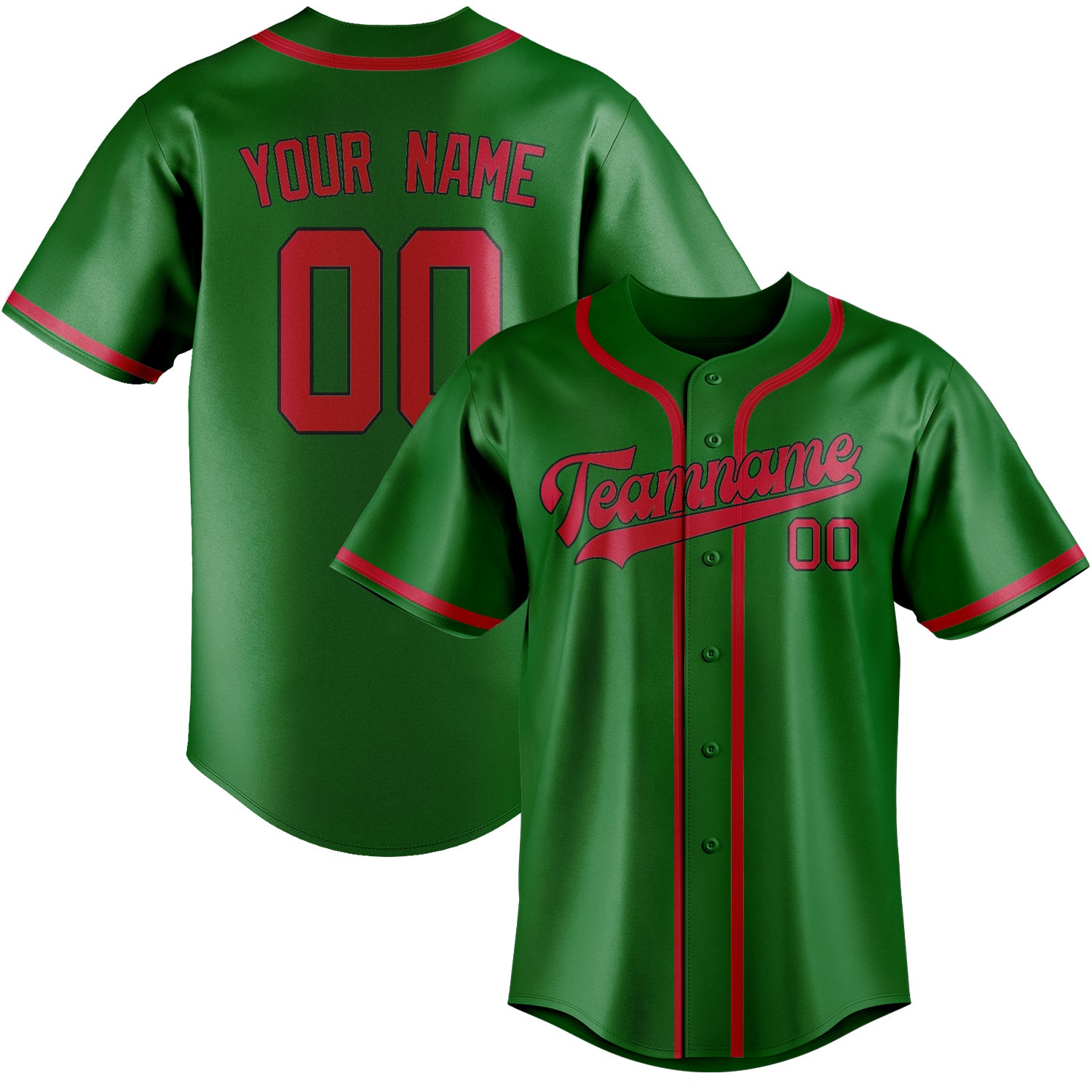 Maillot de baseball personnalisé vert émeraude et rouge