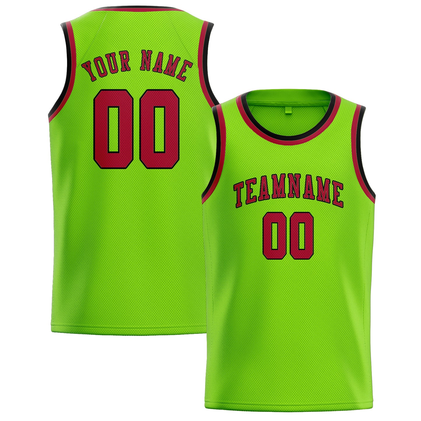 Maillot de basketball personnalisé vert émeraude et rouge