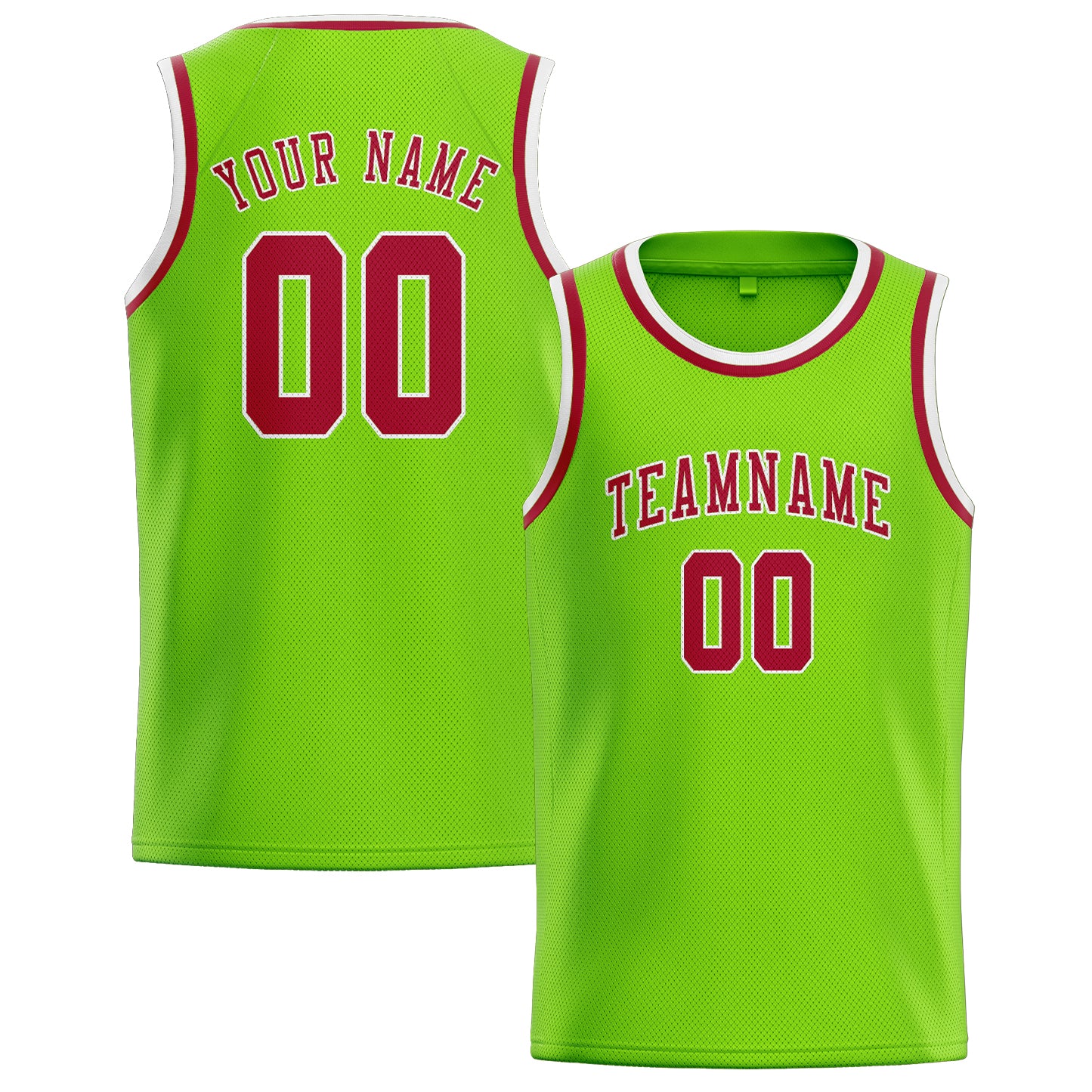 Maillot de basketball personnalisé vert émeraude et rouge