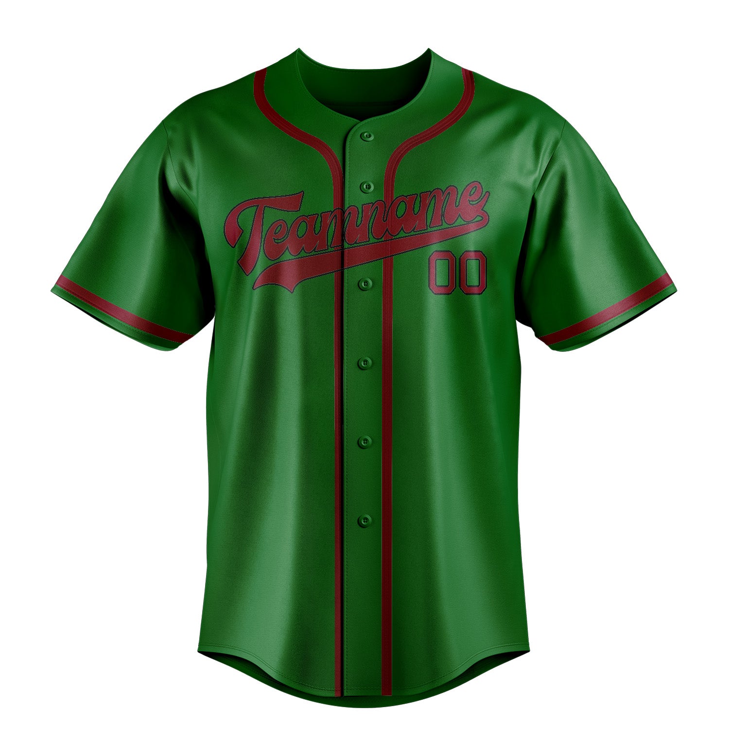 Maillot de baseball personnalisé vert émeraude et rouge cramoisi