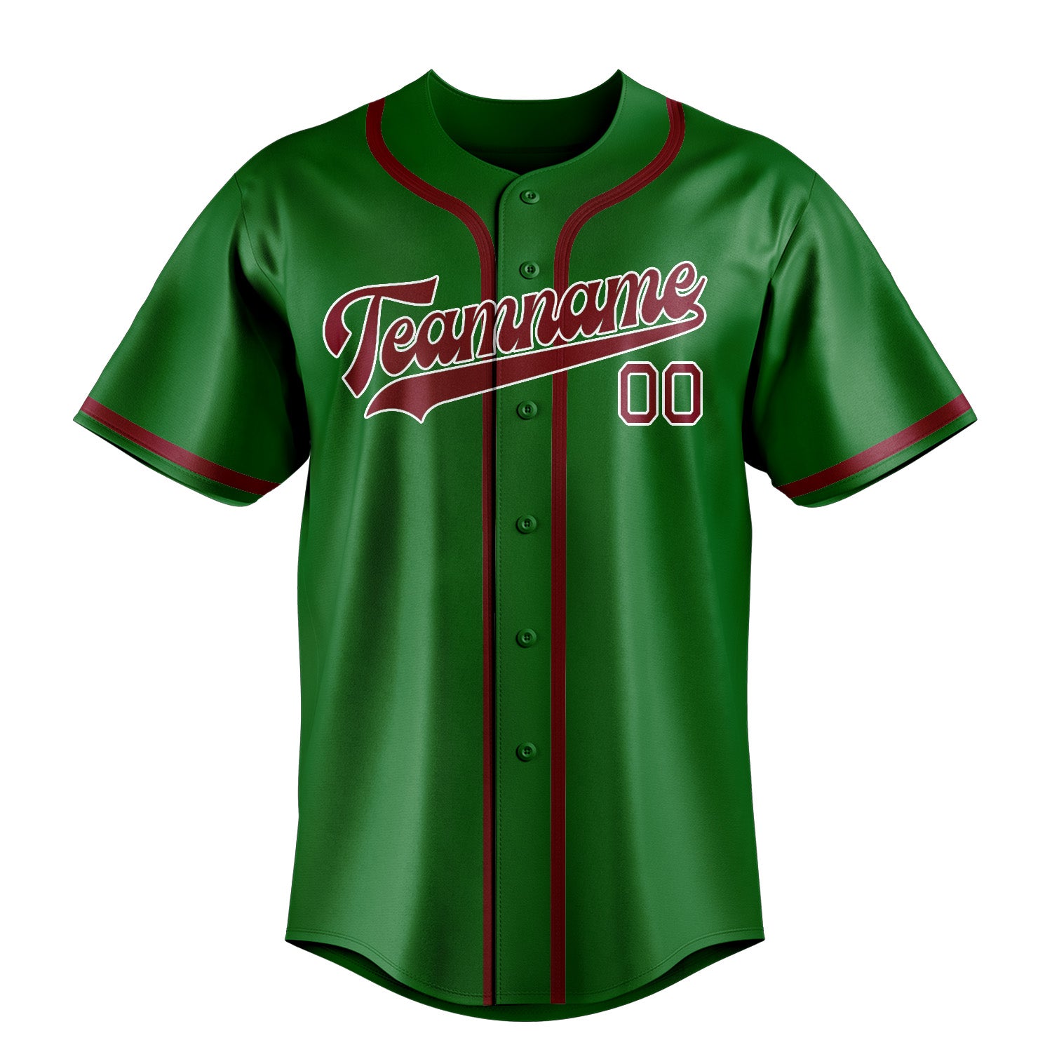 Maillot de baseball personnalisé vert émeraude et rouge cramoisi