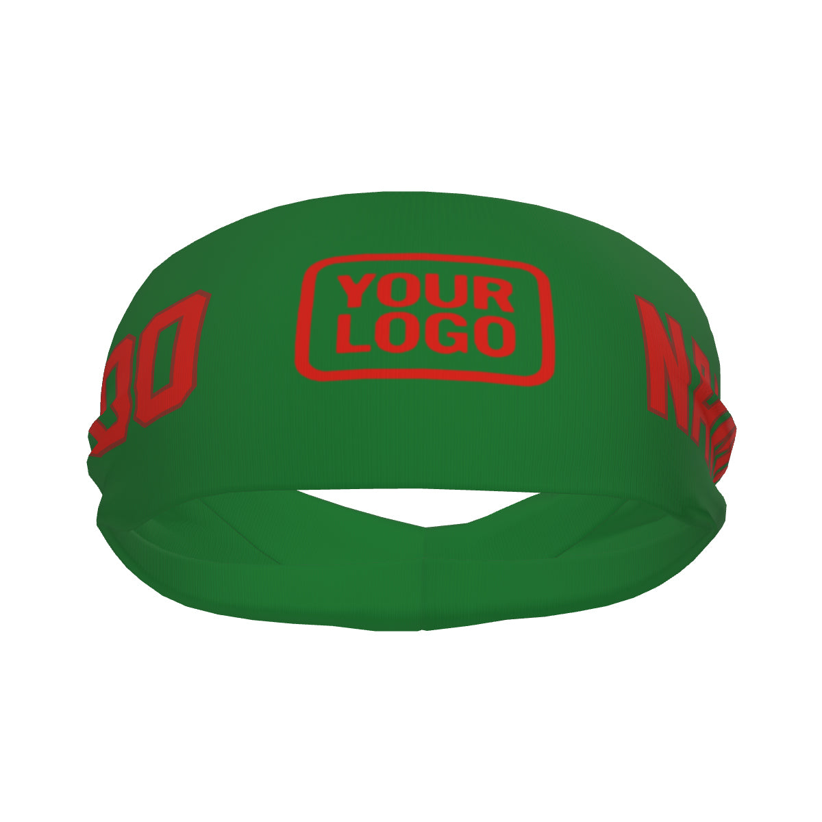 Bandeau de sport personnalisé vert émeraude, orange et rouge