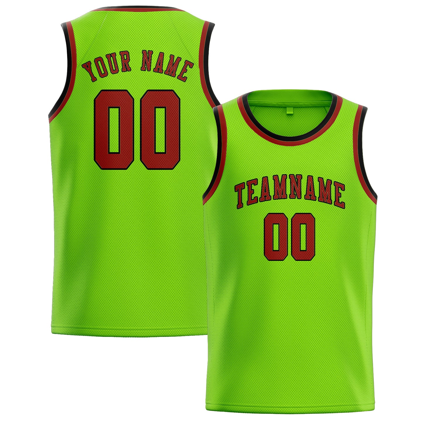 Maillot de basketball personnalisé vert émeraude et corail rouge