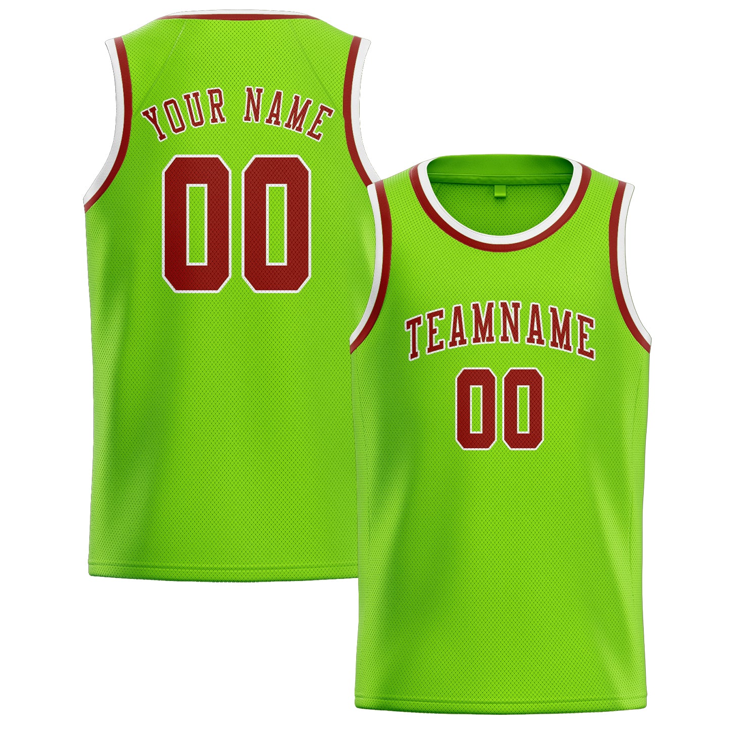 Maillot de basketball personnalisé vert émeraude et corail rouge