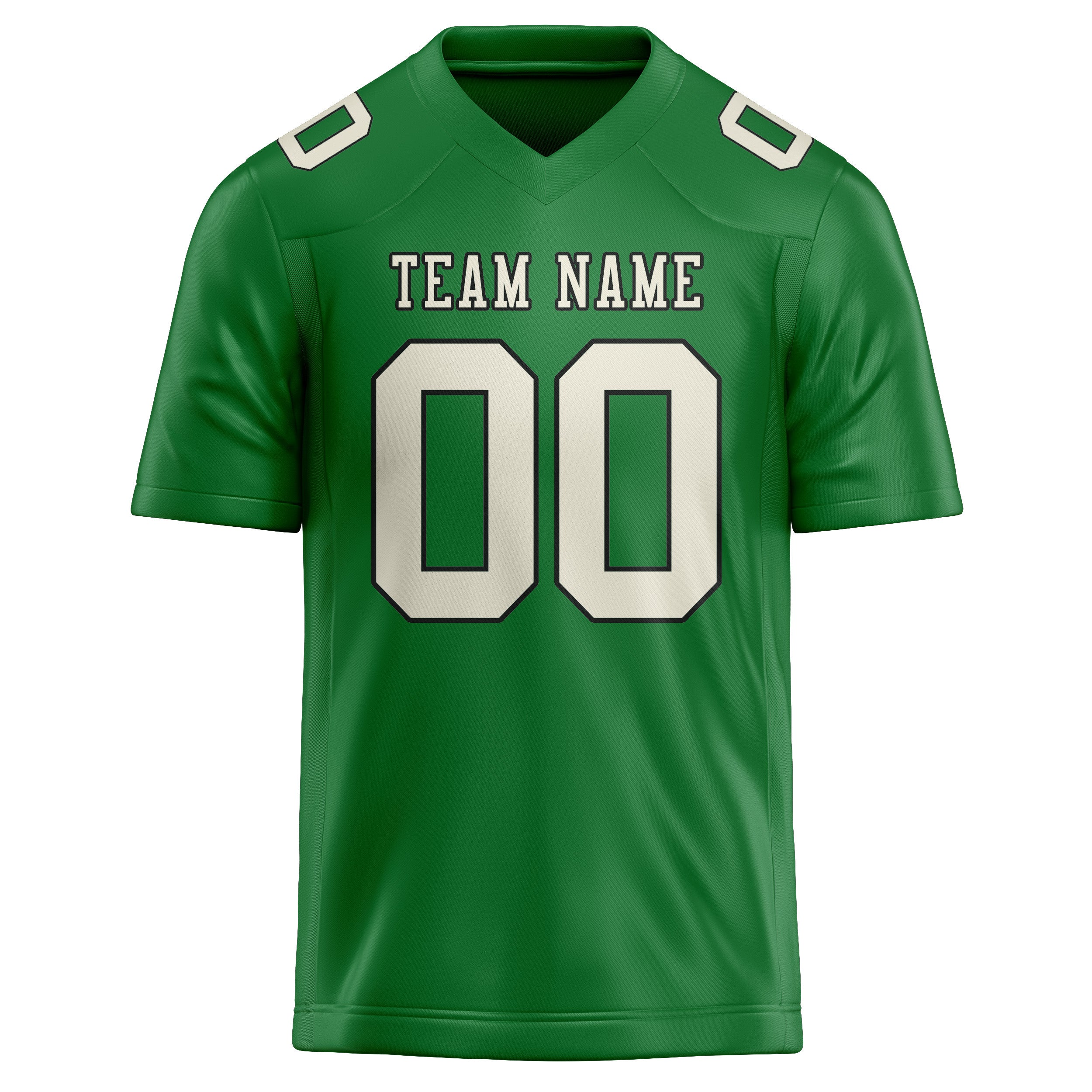Custom Emerald Green Cream Football Jersey
