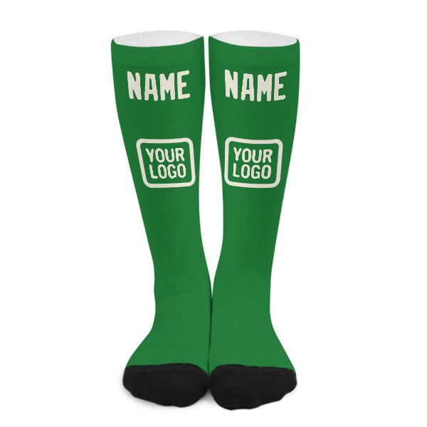 Chaussettes hautes crème vert émeraude personnalisées