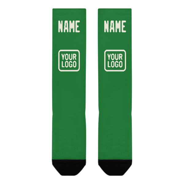 Chaussettes hautes crème vert émeraude personnalisées