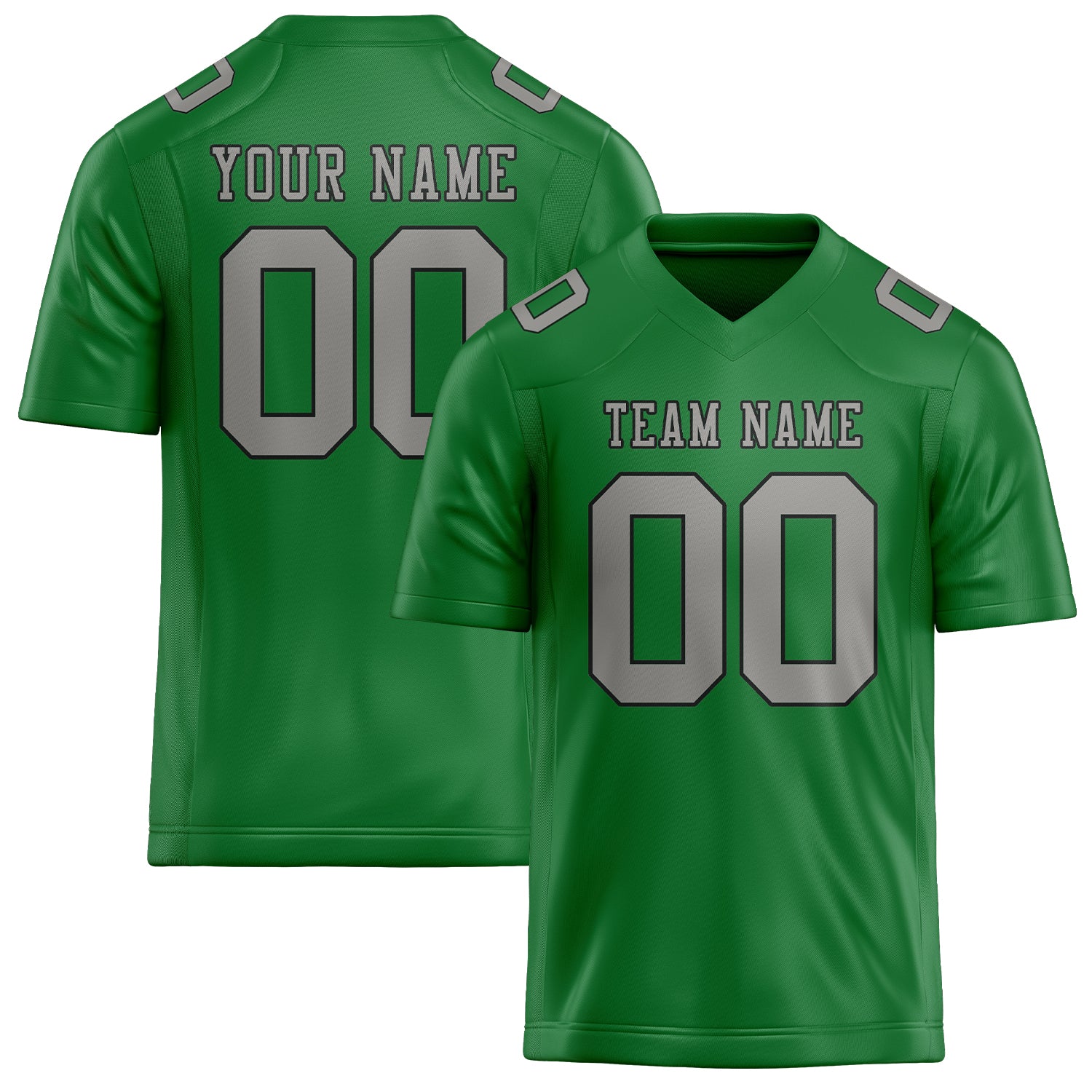 Custom Emerald Green Gray Football Jersey