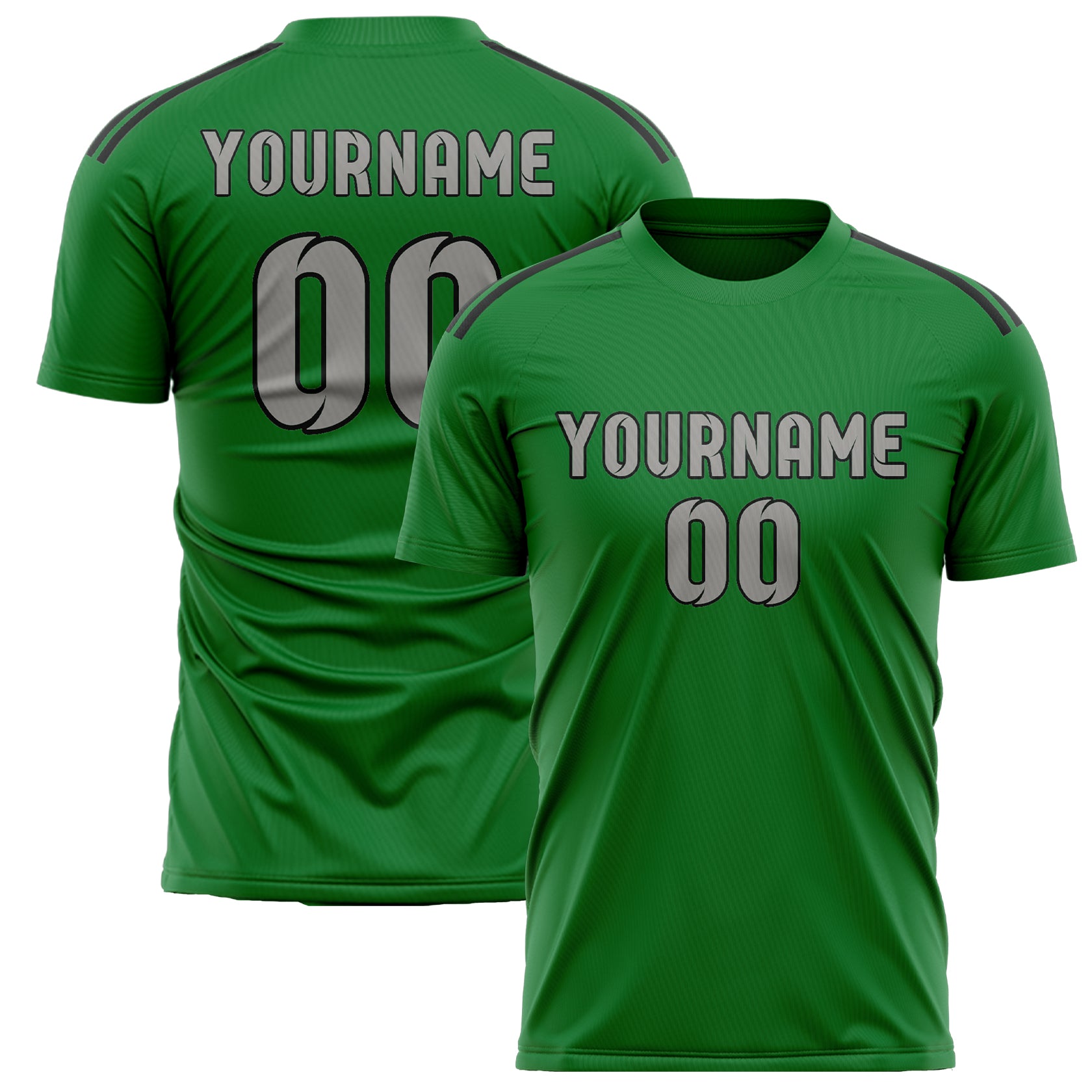 Maillot de football personnalisé vert émeraude et gris