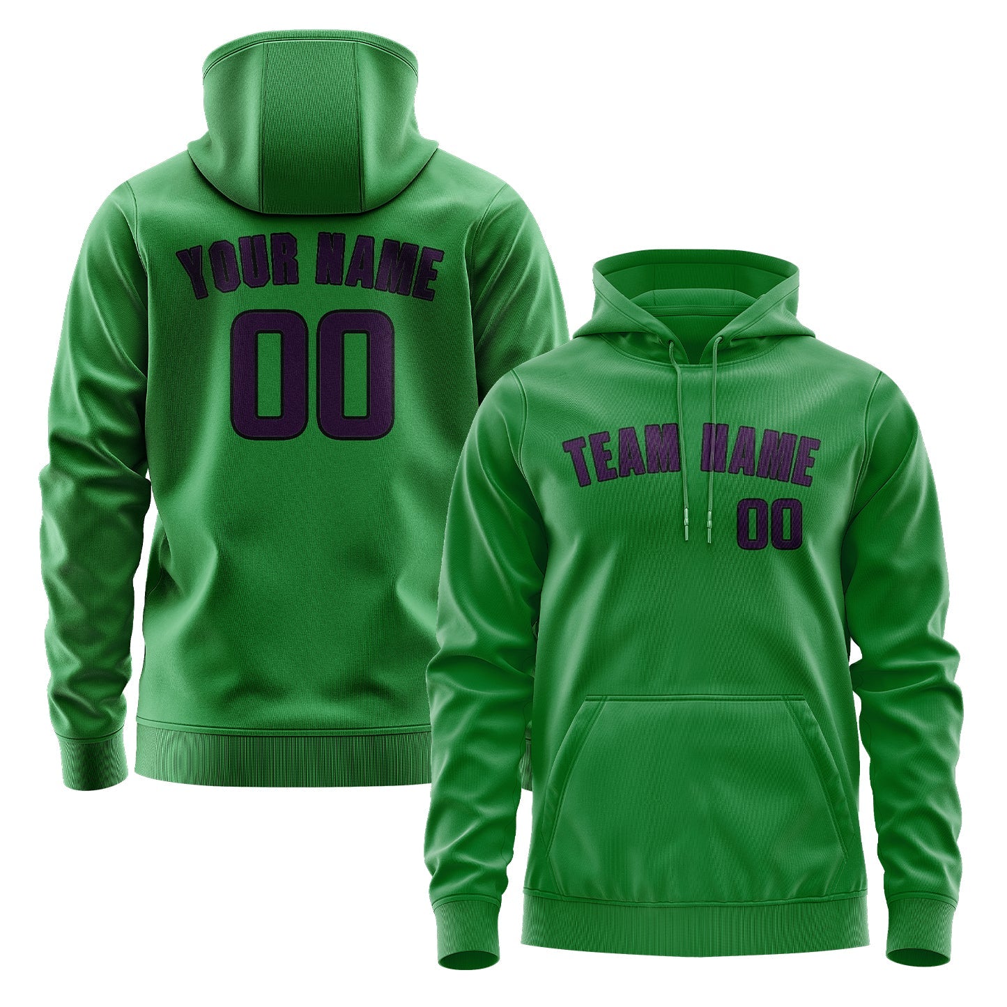 Sweat à capuche personnalisé vert émeraude et violet 