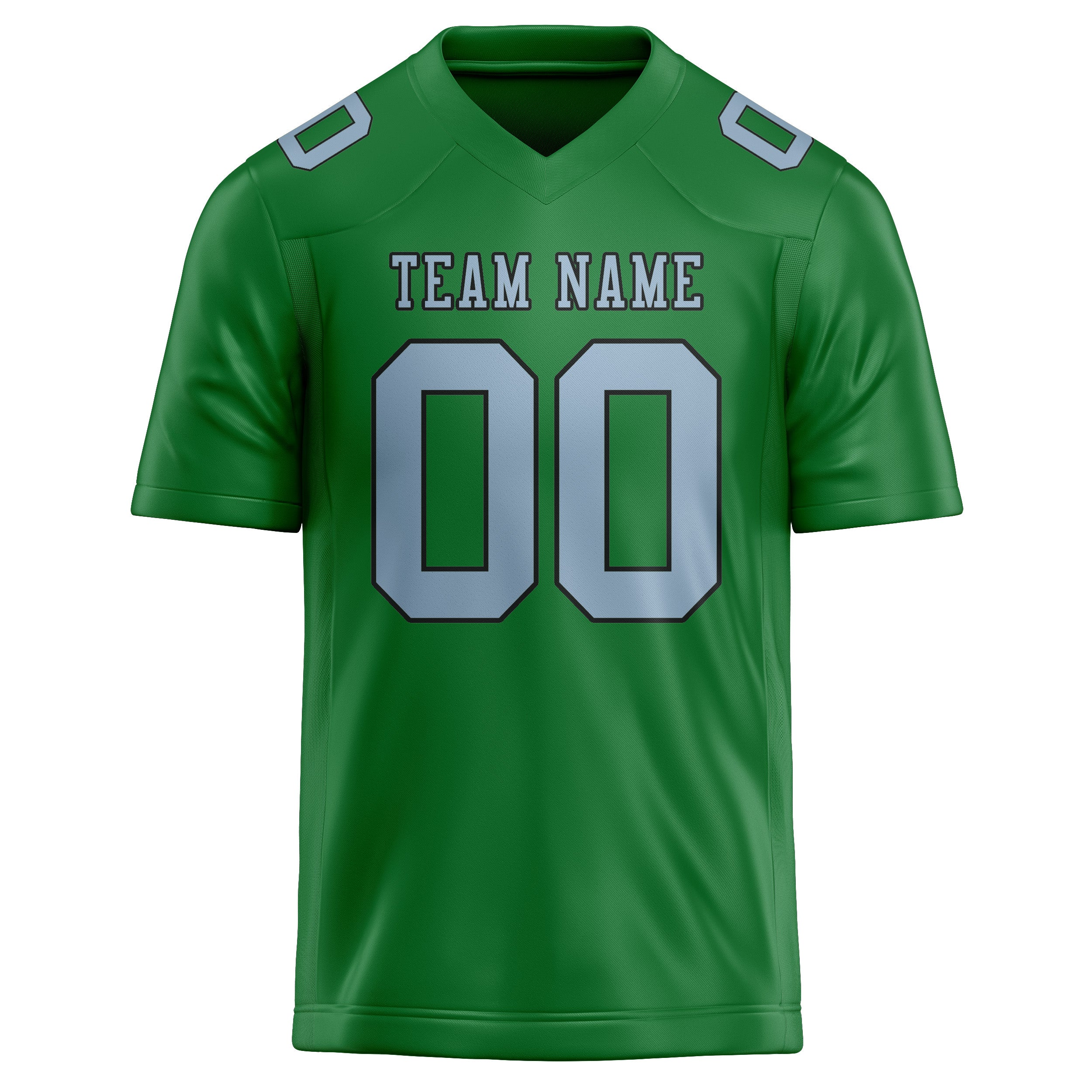 Custom Emerald Green Light Blue Football Jersey