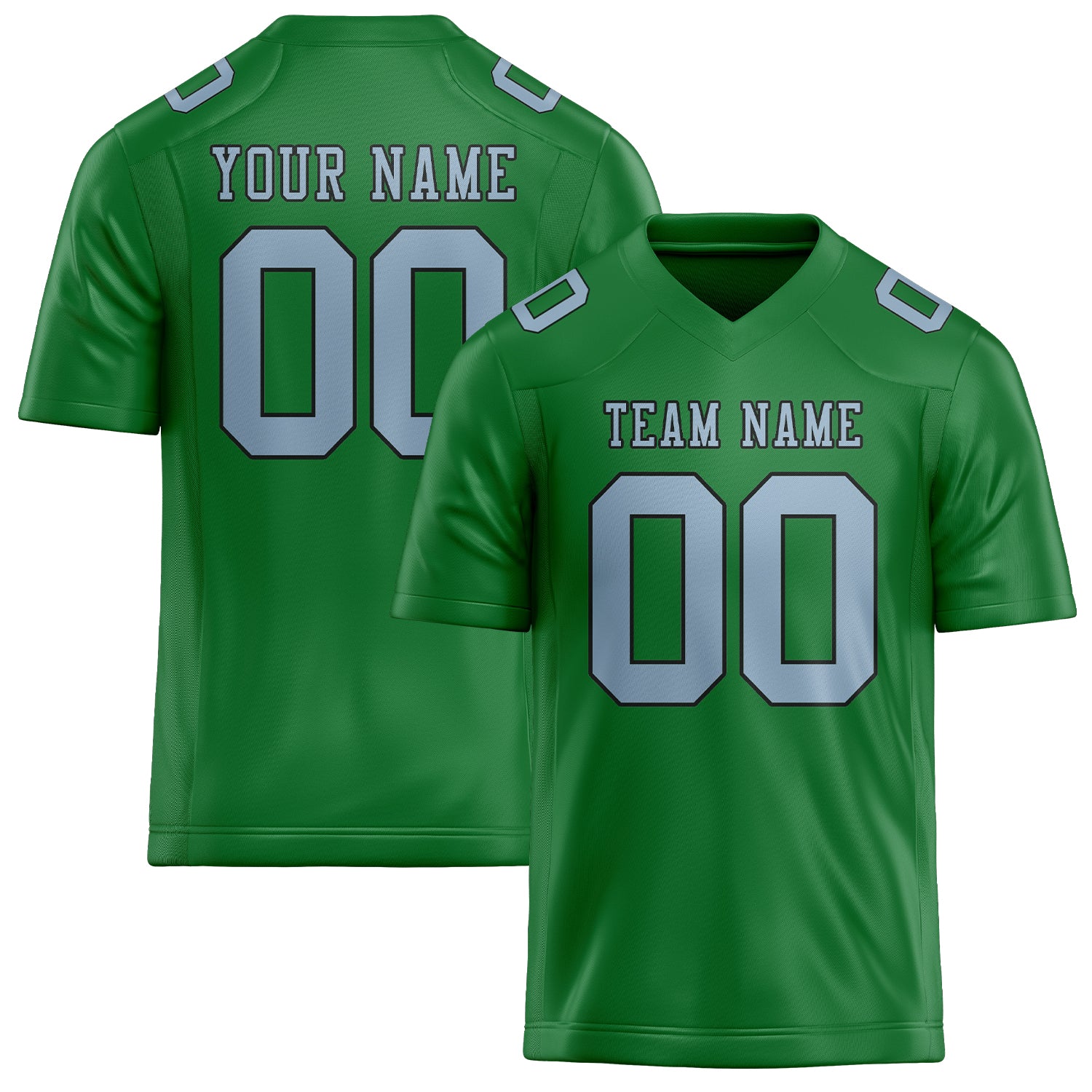 Custom Emerald Green Light Blue Football Jersey