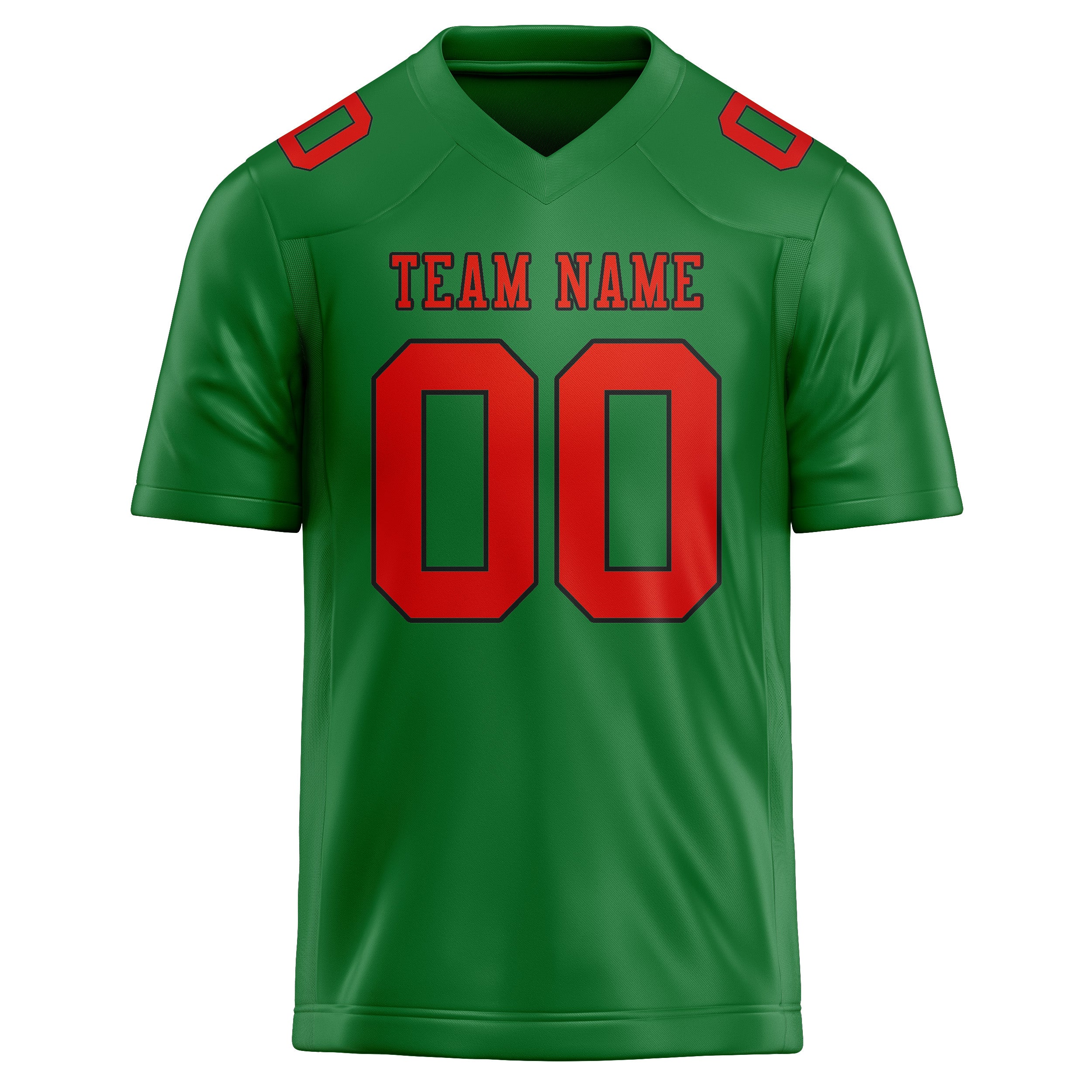 Maillot de football personnalisé vert émeraude, orange et rouge
