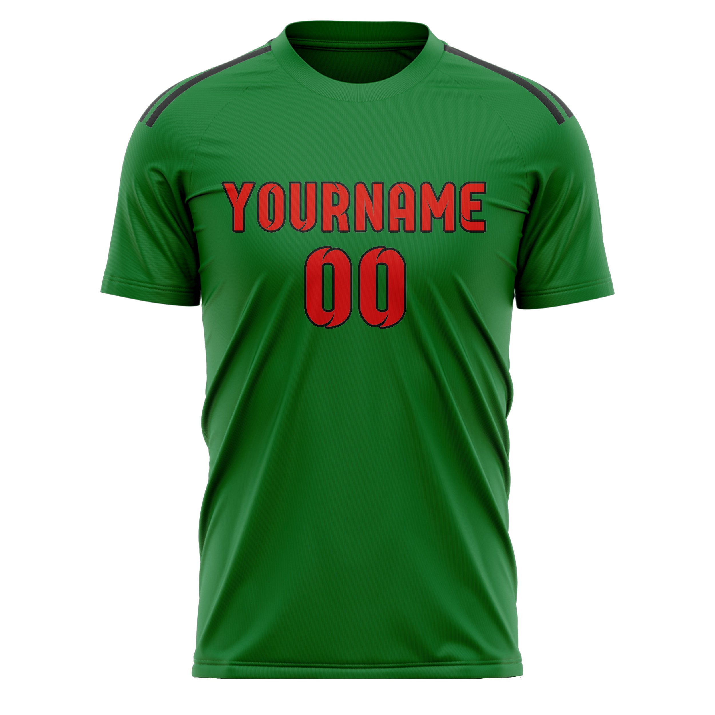 Maillot de football personnalisé vert émeraude, orange et rouge