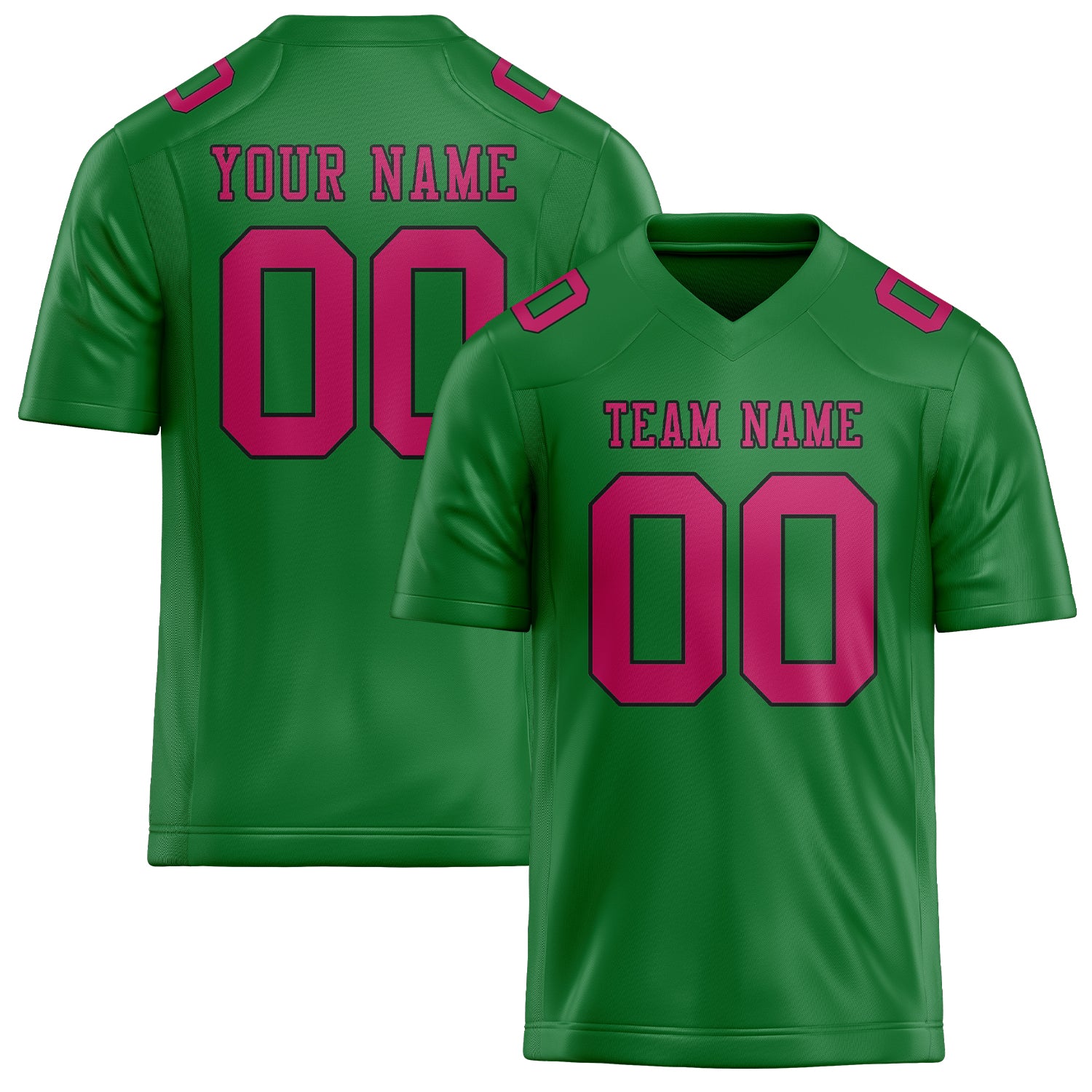 Maillot de football personnalisé vert émeraude et rose