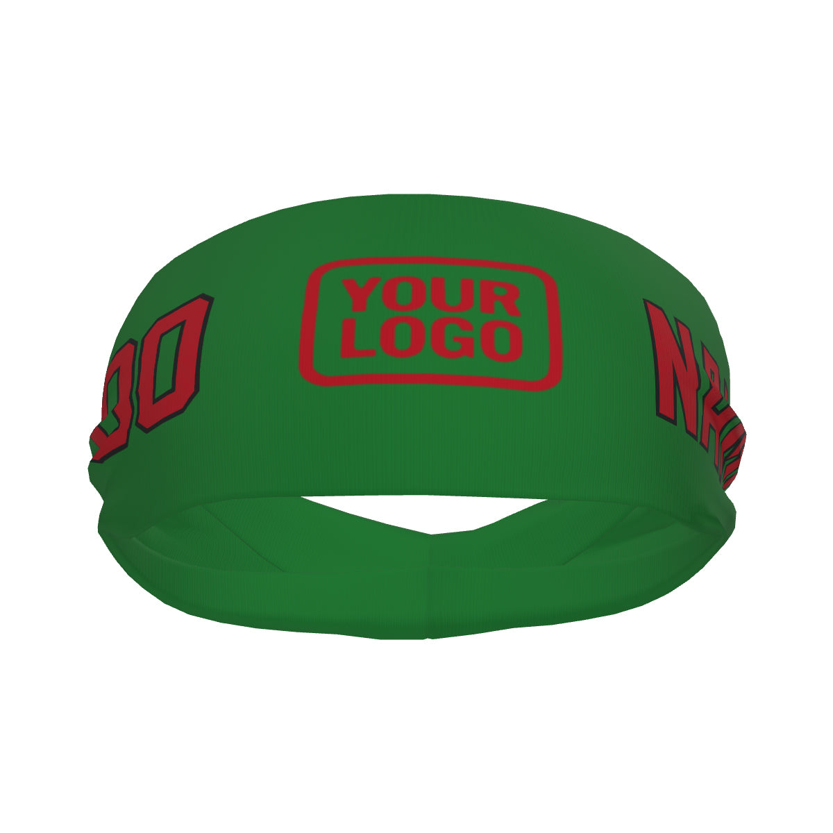 Bandeau de sport personnalisé vert émeraude et rouge