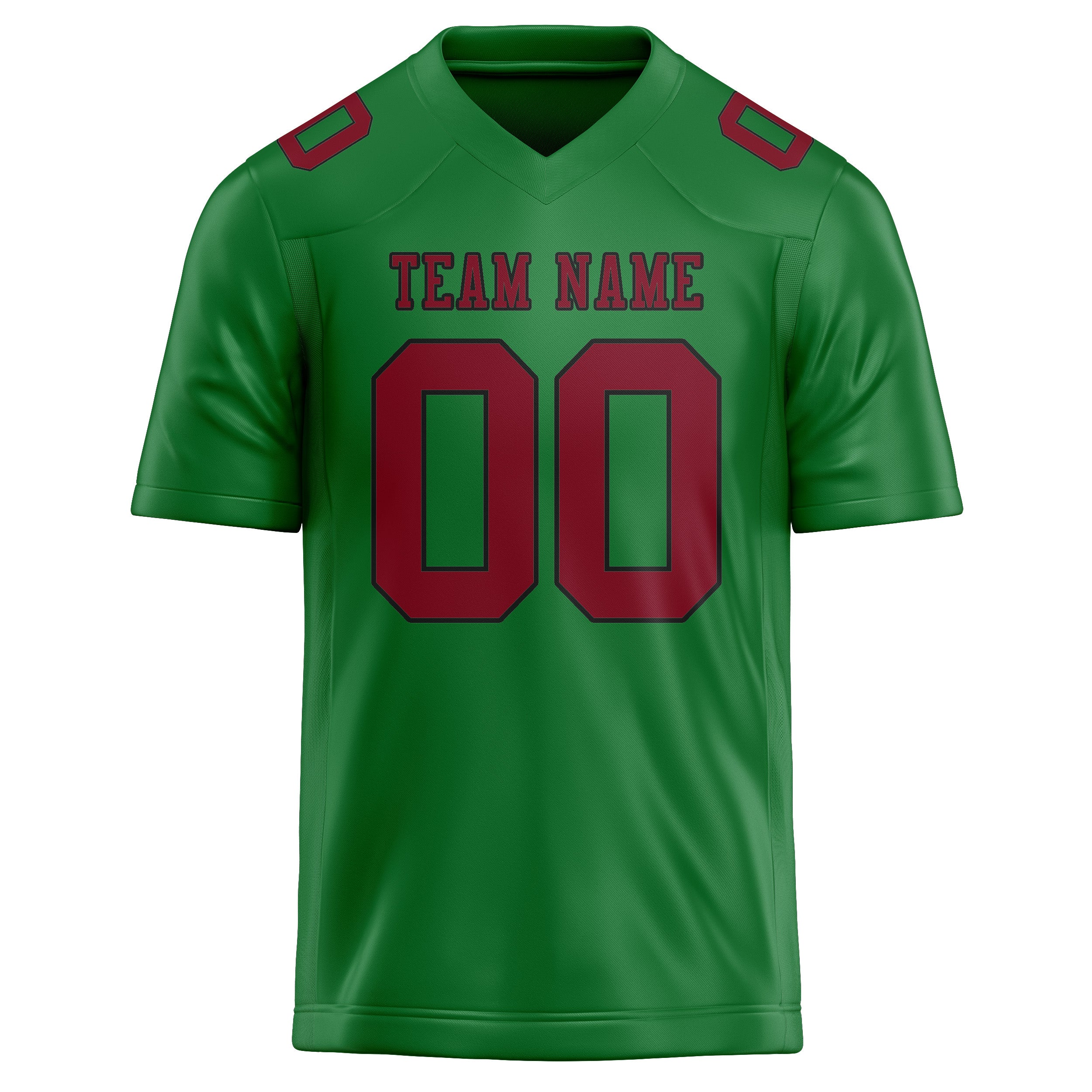 Maillot de football personnalisé vert émeraude et rouge cramoisi