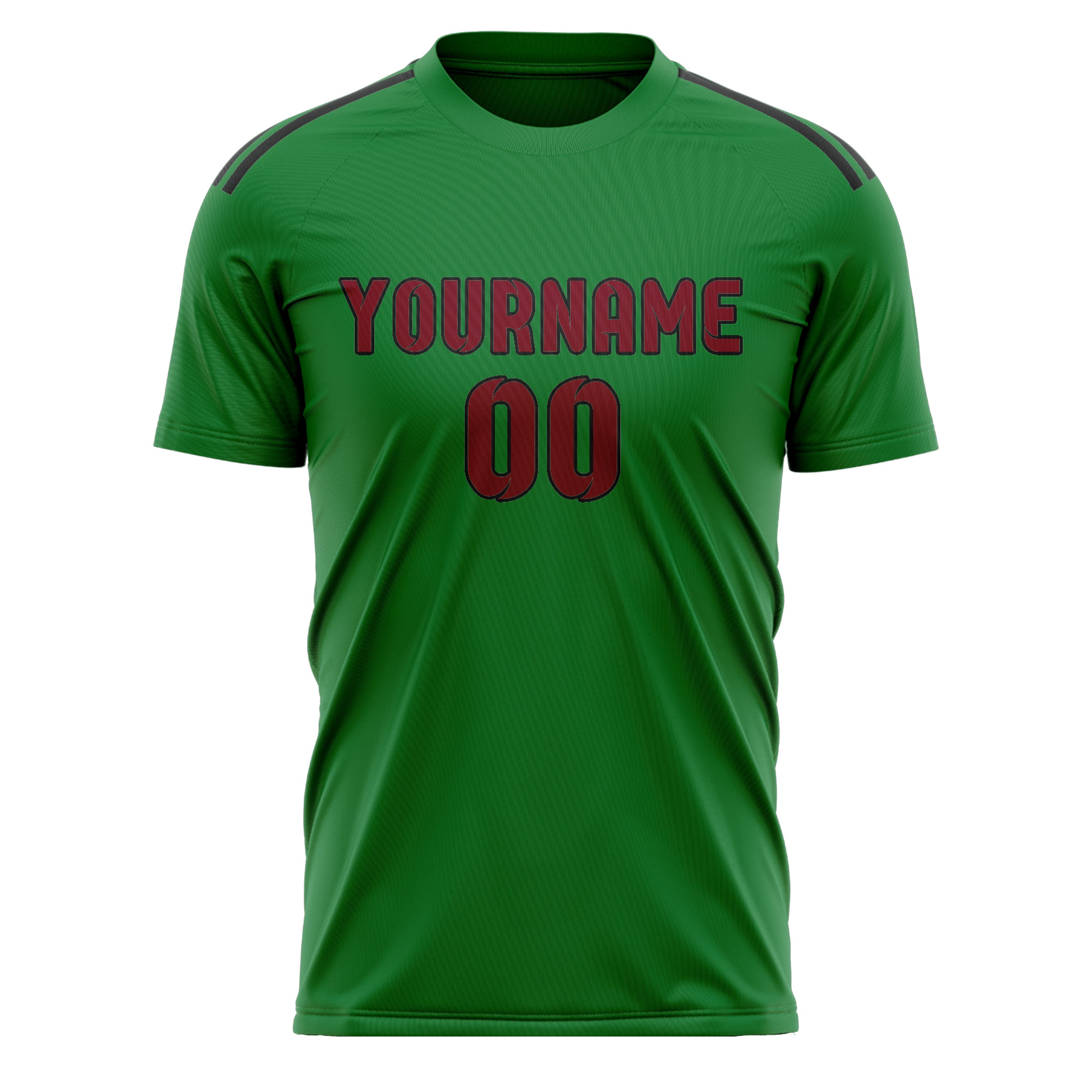Maillot de football personnalisé vert émeraude et rouge cramoisi