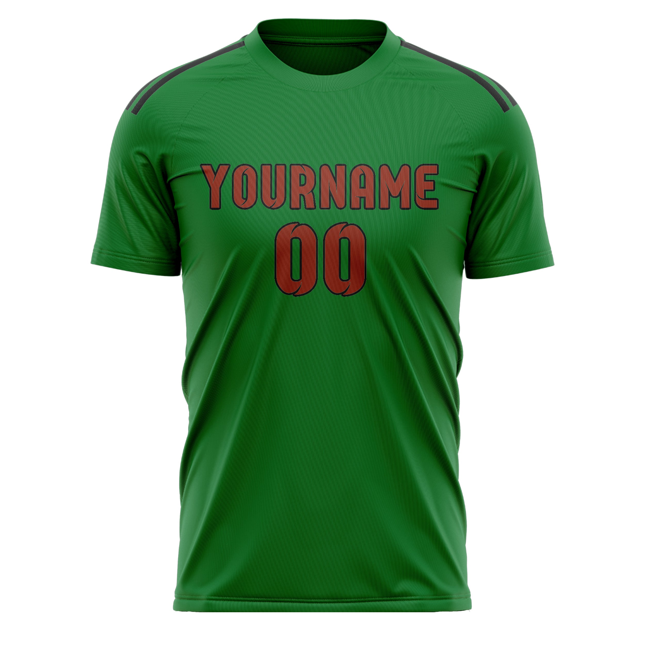 Maillot de football personnalisé vert émeraude et rouge corail