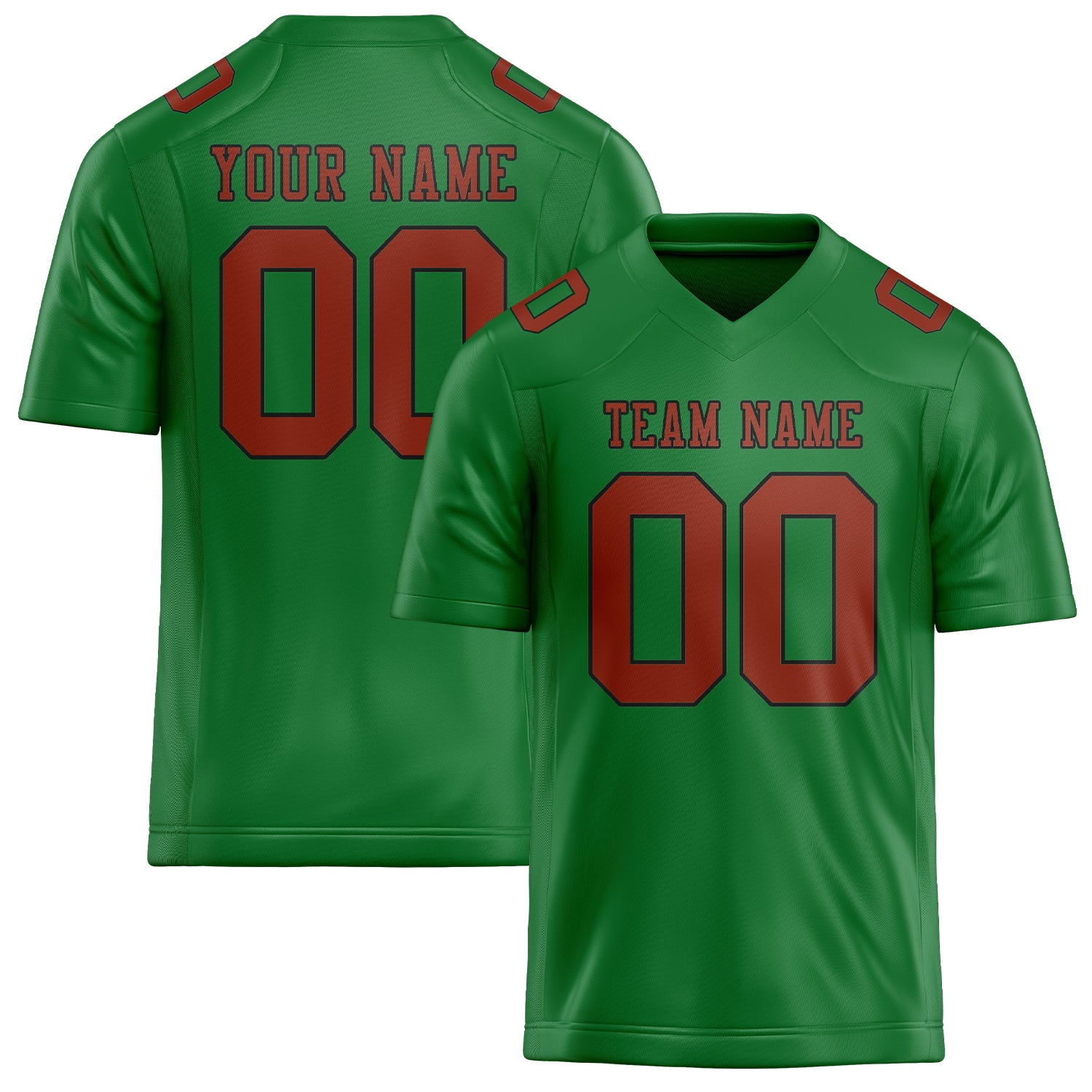 Maillot de football personnalisé vert émeraude et corail rouge