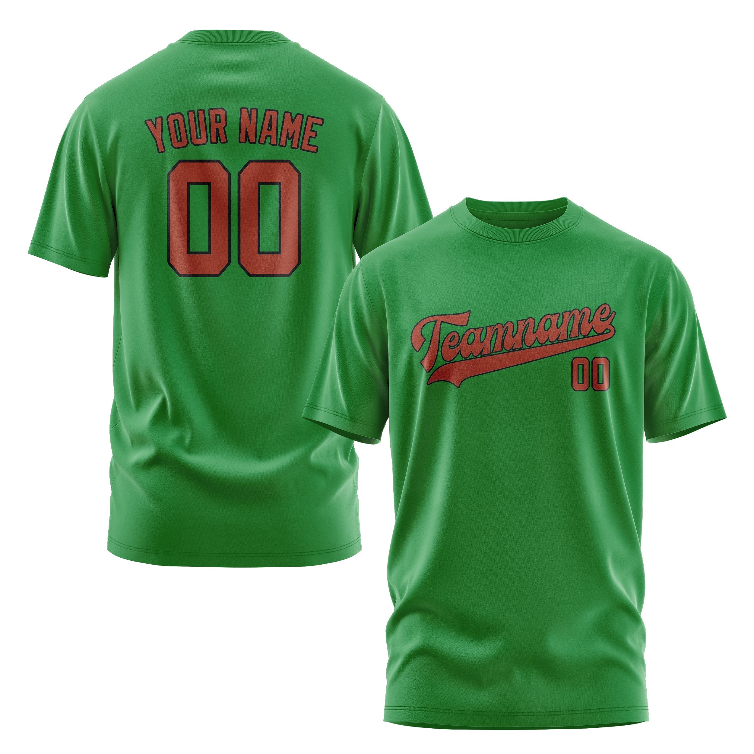 T-shirt personnalisé vert émeraude corail rouge