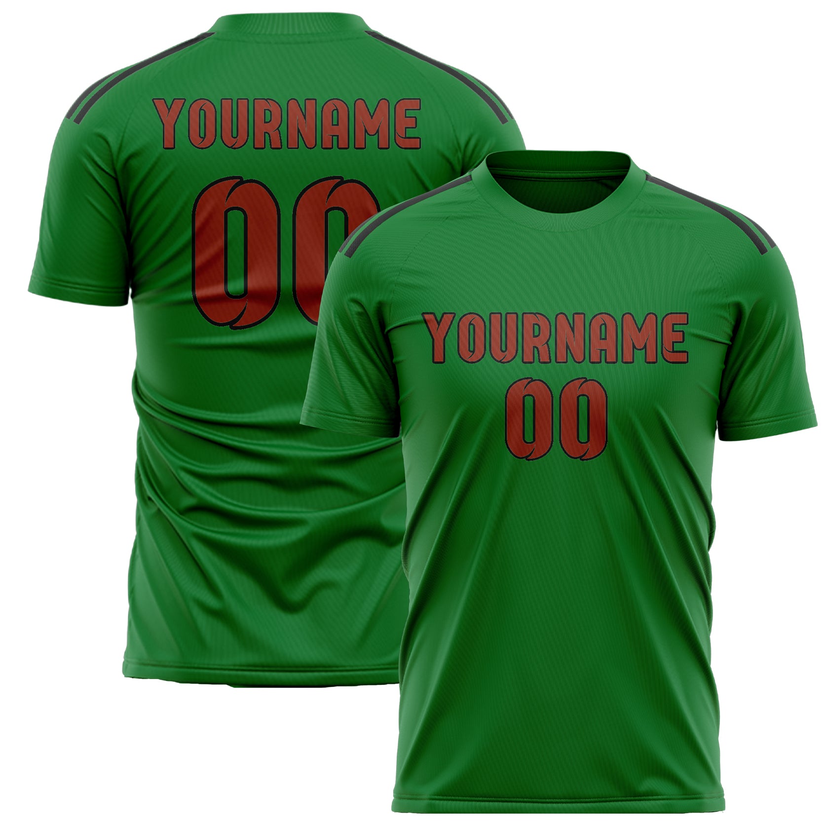Maillot de football personnalisé vert émeraude et rouge corail