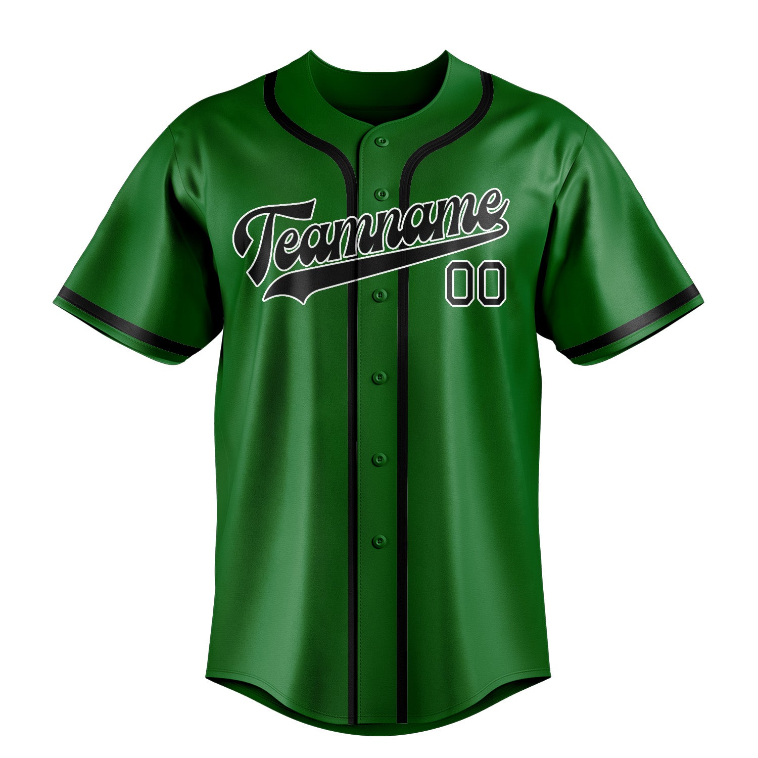Maillot de baseball personnalisé vert émeraude et noir