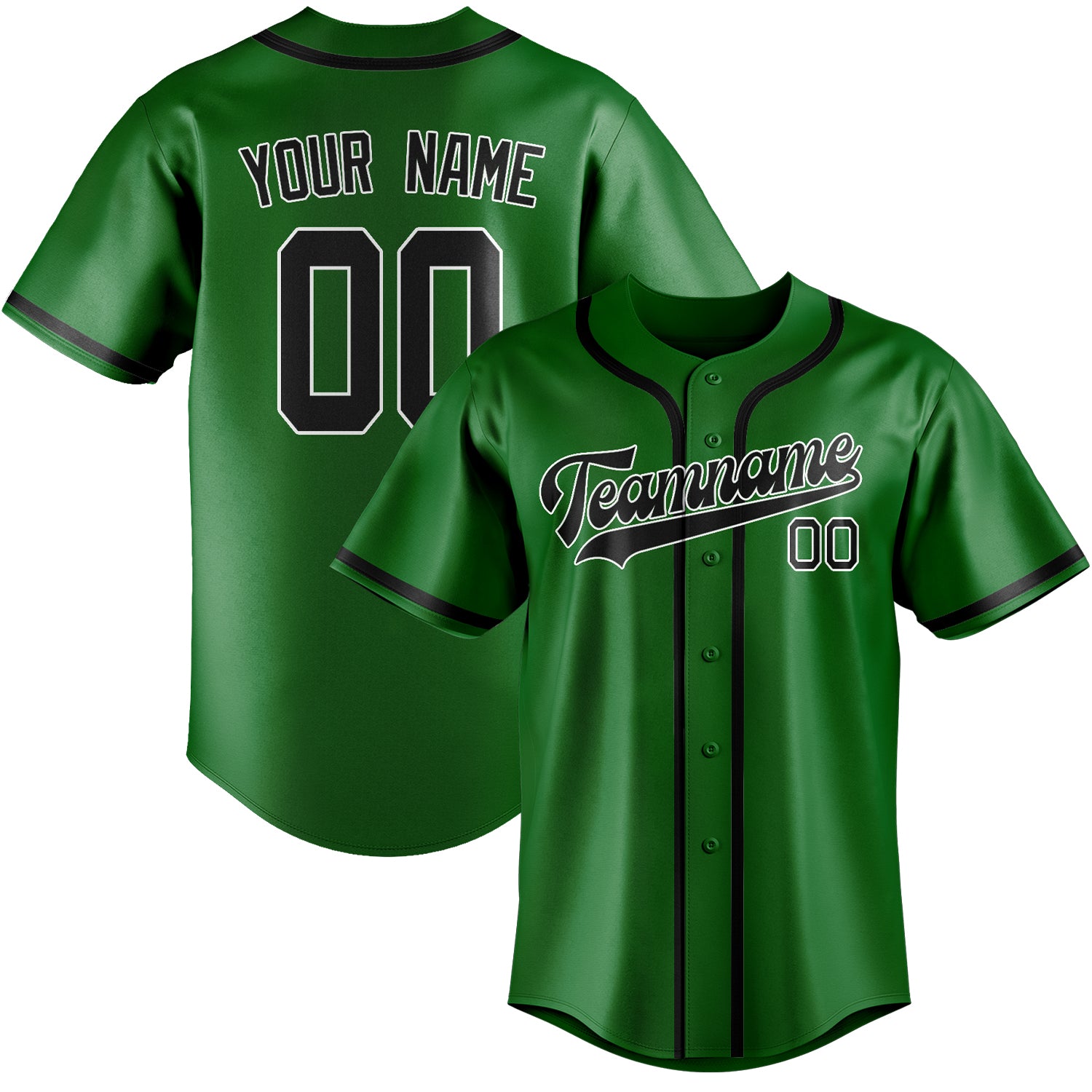 Maillot de baseball personnalisé vert émeraude et noir
