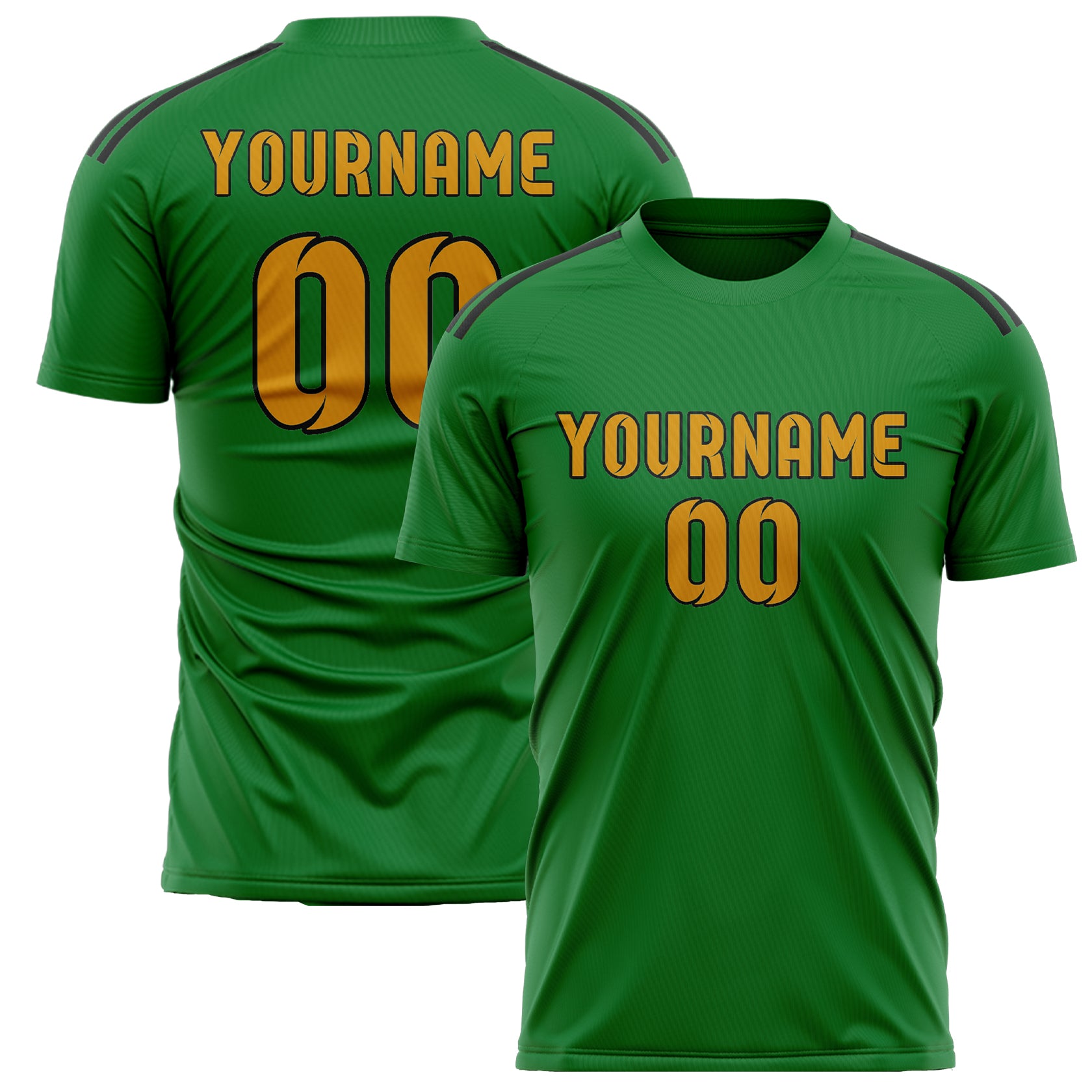 Maillot de football personnalisé vert émeraude et jaune
