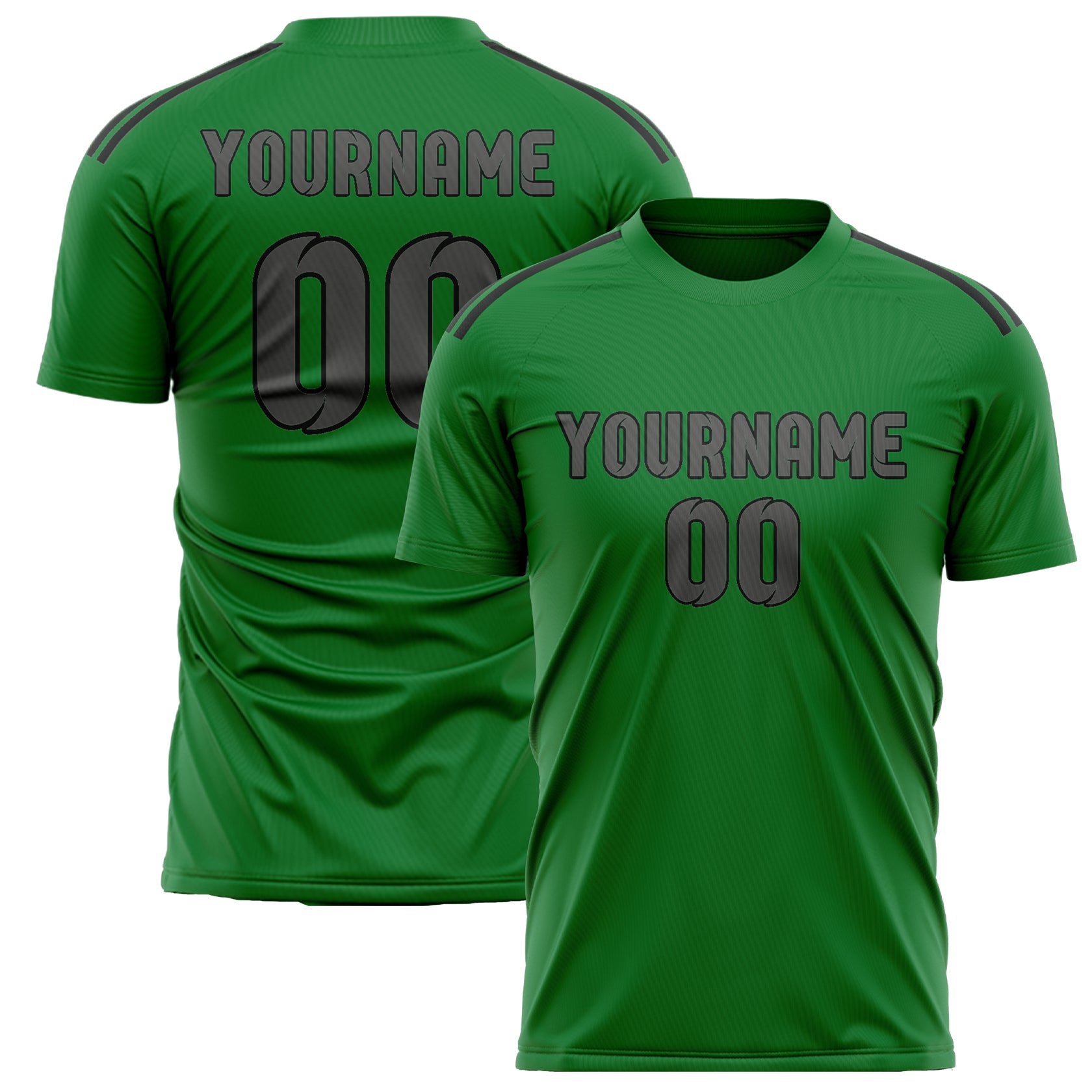 Maillot de football personnalisé vert émeraude et gris foncé