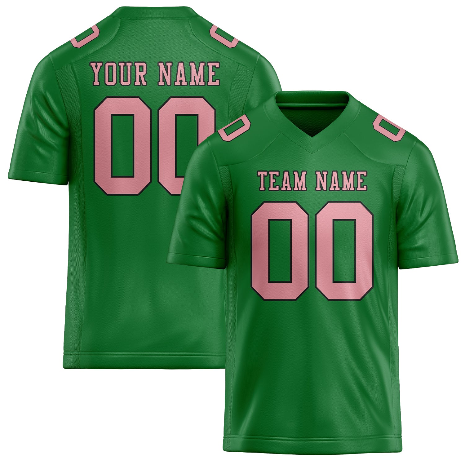 Maillot de football personnalisé vert émeraude et rose clair