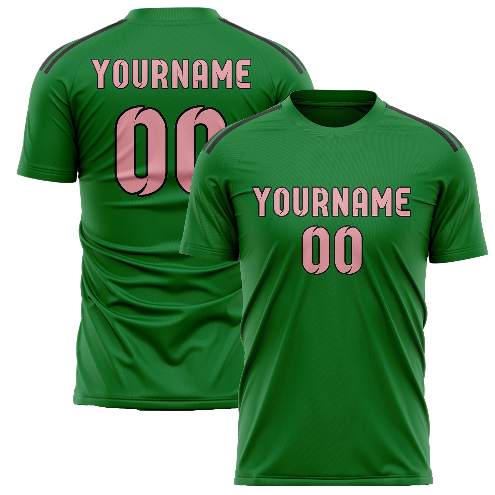 Maillot de football personnalisé vert émeraude et rose clair