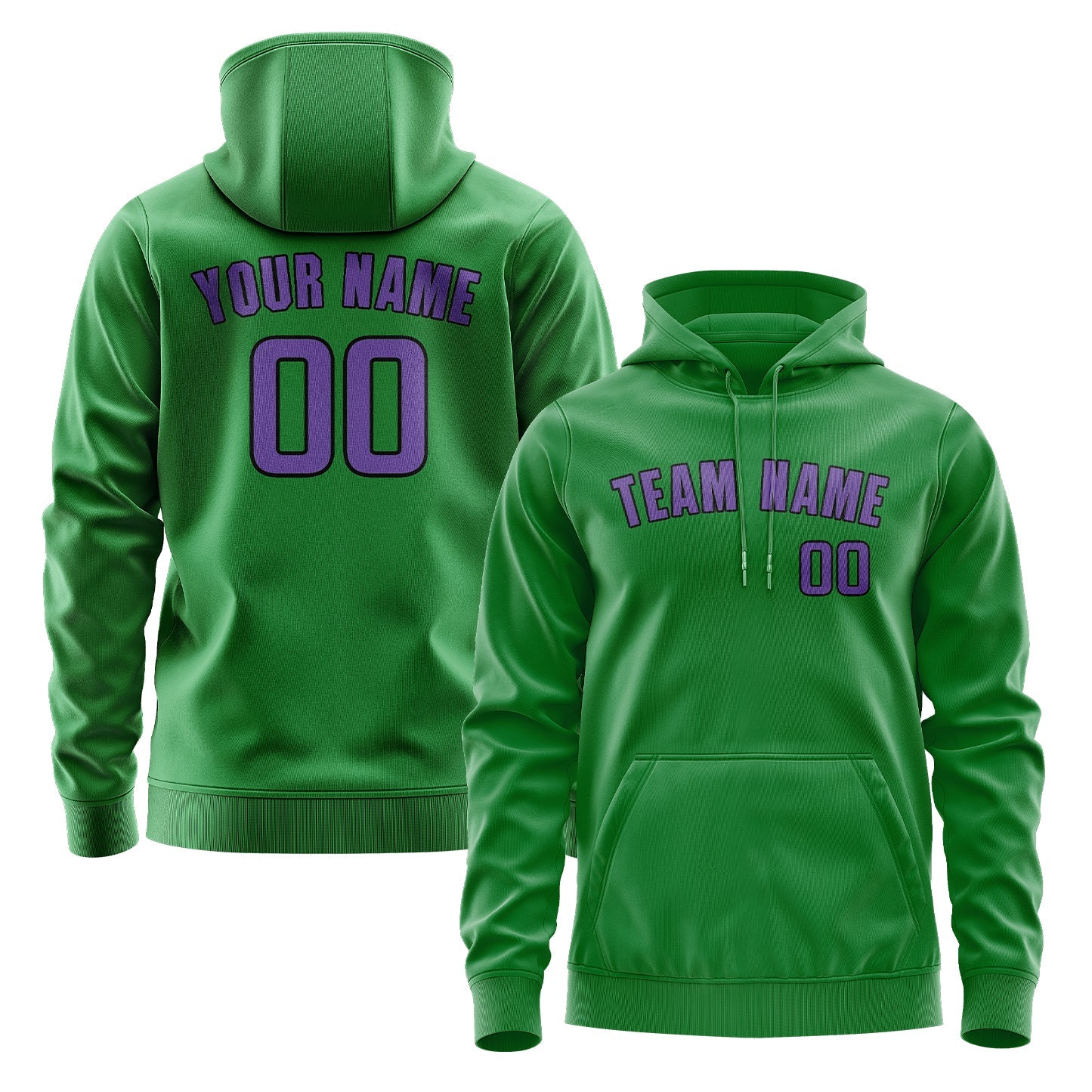 Sweat à capuche personnalisé vert émeraude et violet clair